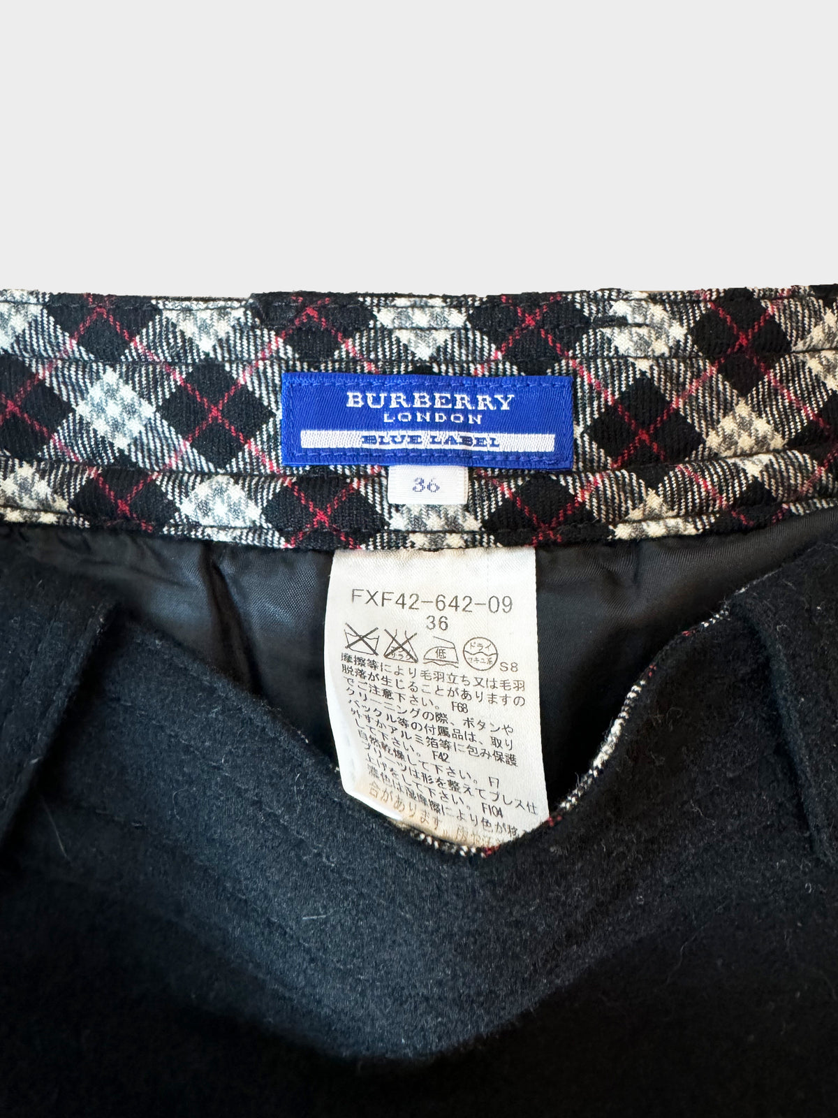 Burberry Blue Label 2000s Black Wool Pleated Mini Skirt