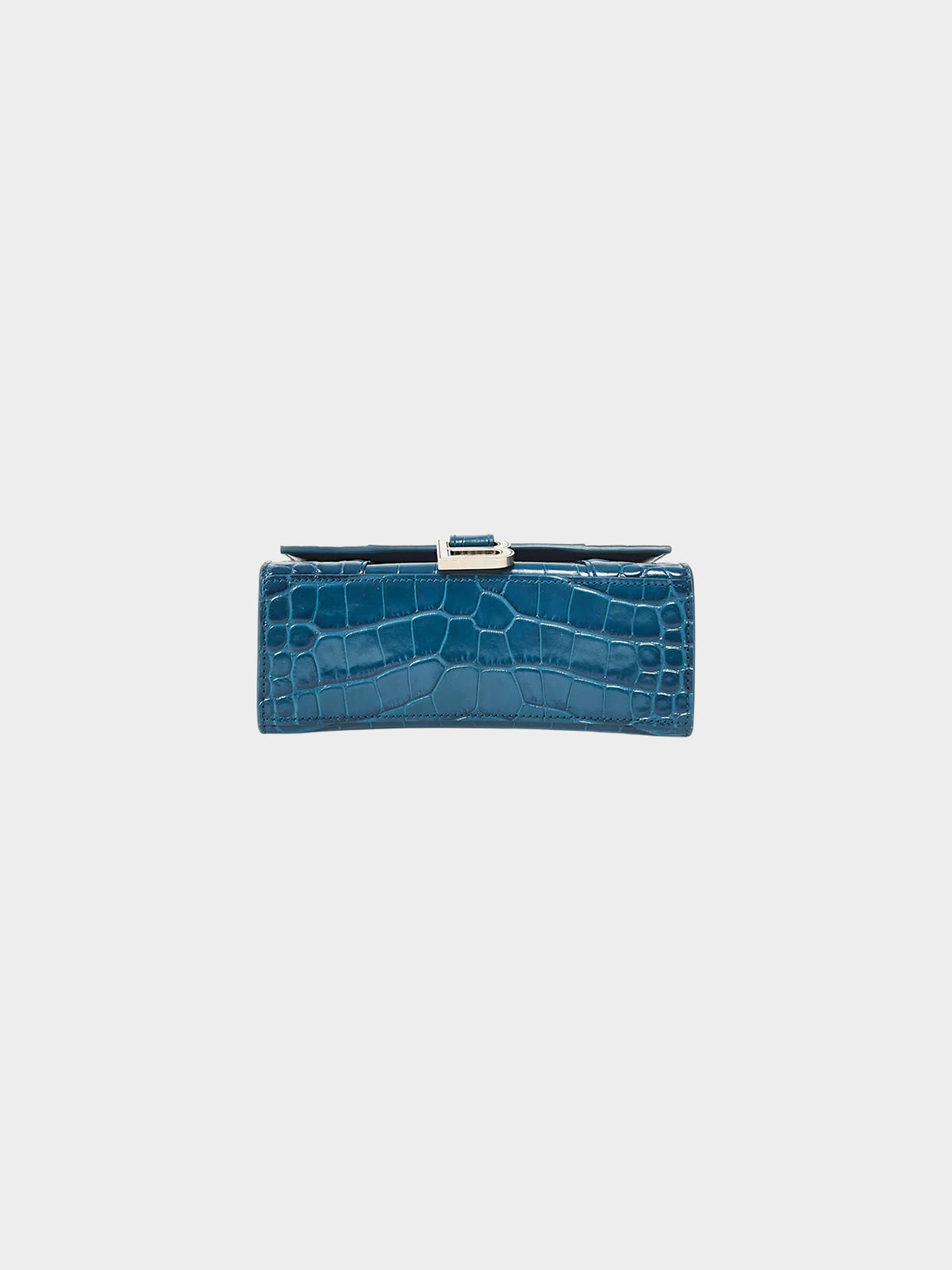 Balenciaga 2022 Deep Teal Croc-embossed Leather XS Hourglass Bag