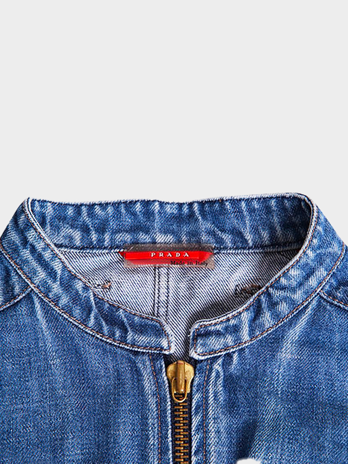 Prada 2000s Denim Biker Jacket