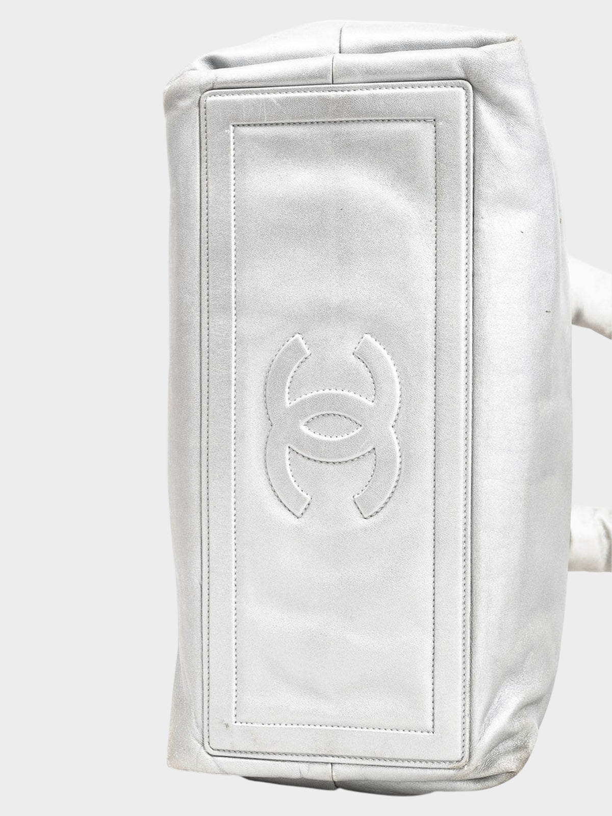 Chanel 2010 Silver Metallic Lambskin Leather Coco Cocoon Tote Bag
