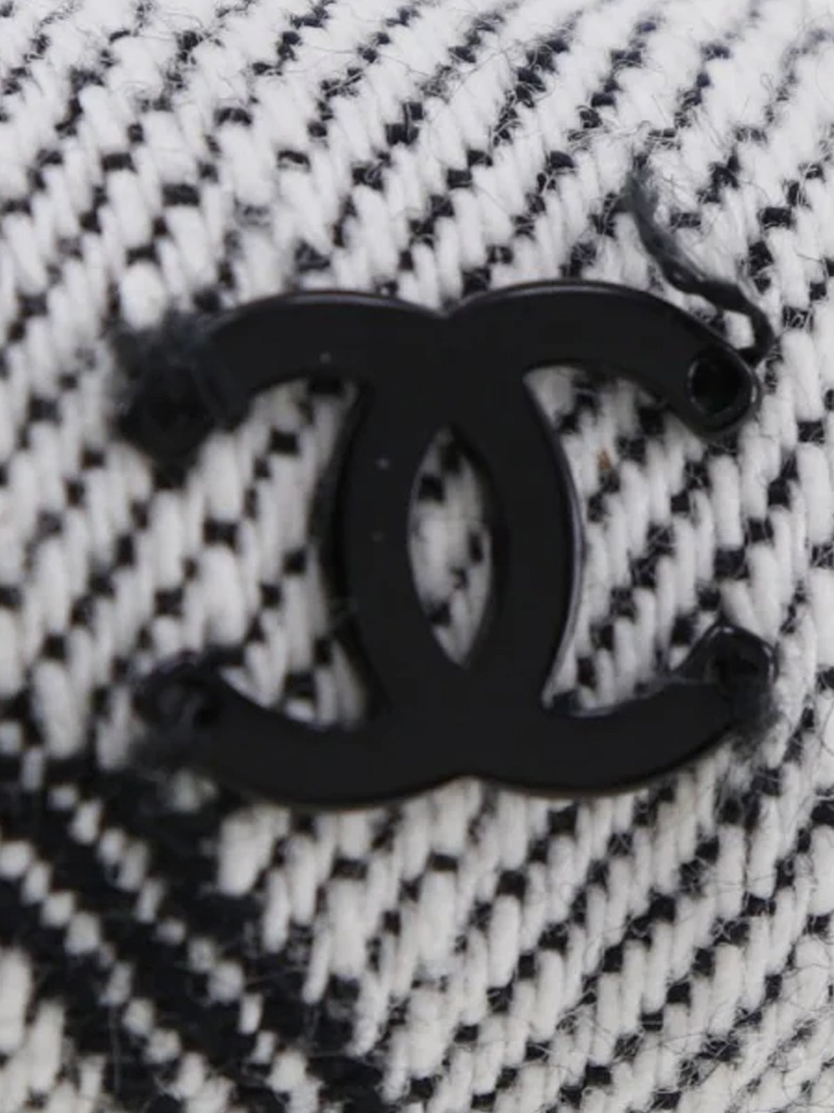 Chanel 2010s Grey CC Jacquard Bow Barrette