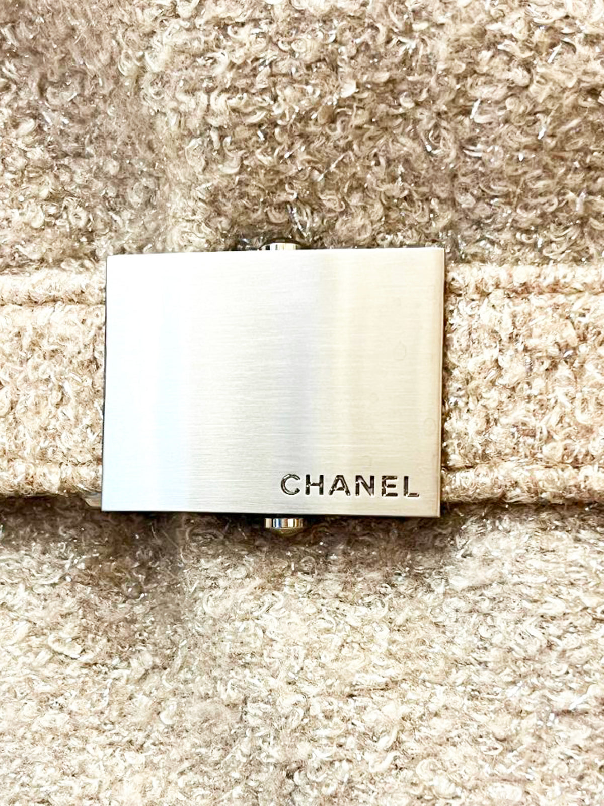 Chanel 2020s Beige Tinsel Wool Belted Coat