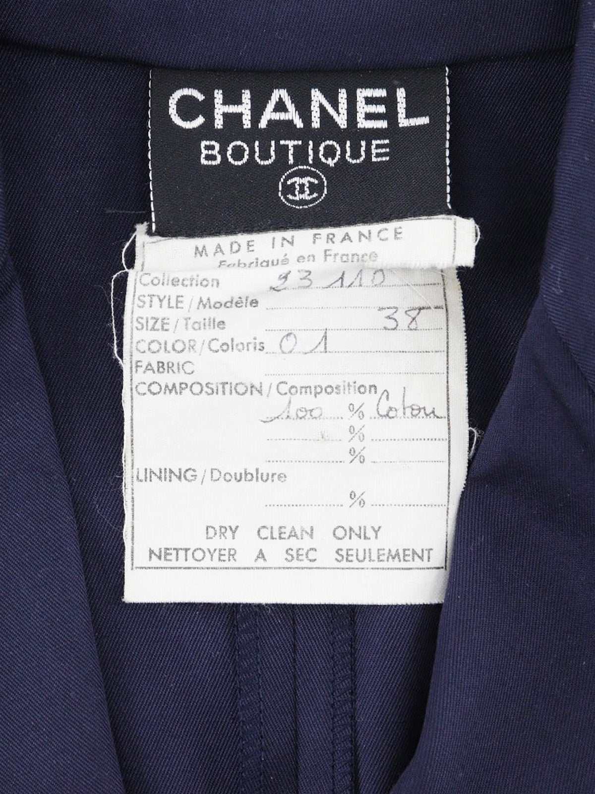 Chanel 1990s Navy Cotton Shirt Dress