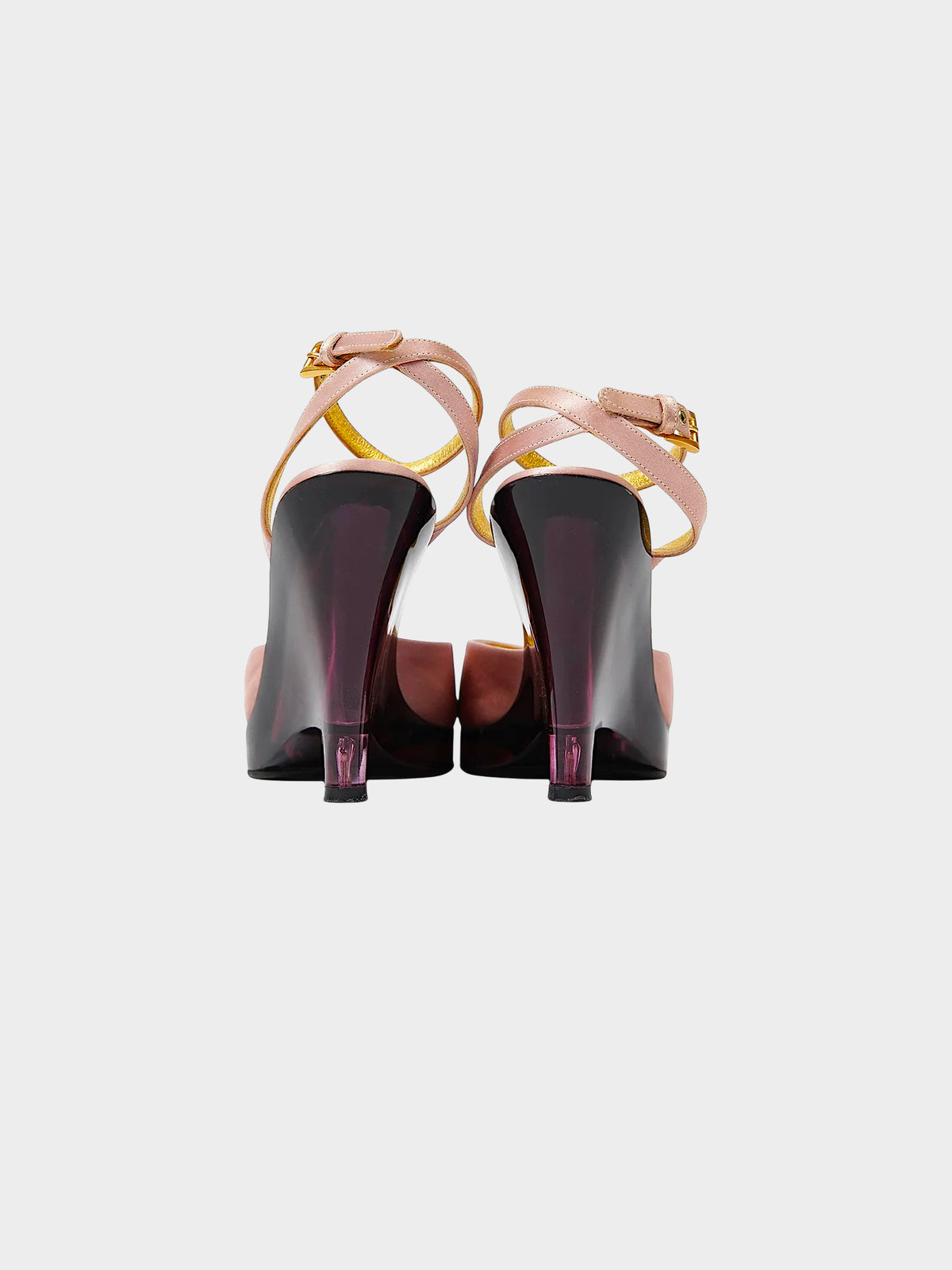 Prada SS 1998 Light Pink Satin and Pink Plexiglass Heels