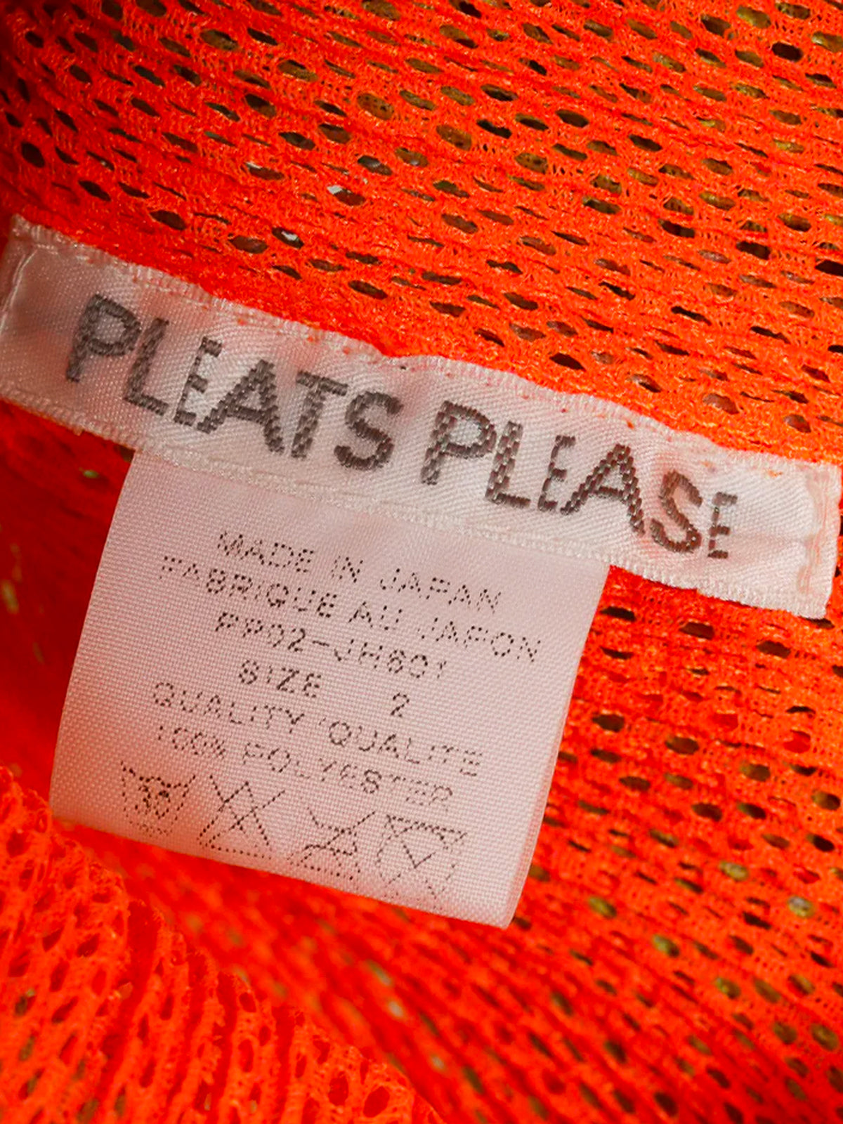 Issey Miyake Pleats Please 2000s Fluorescent Green and Orange Mesh Overlay Dress