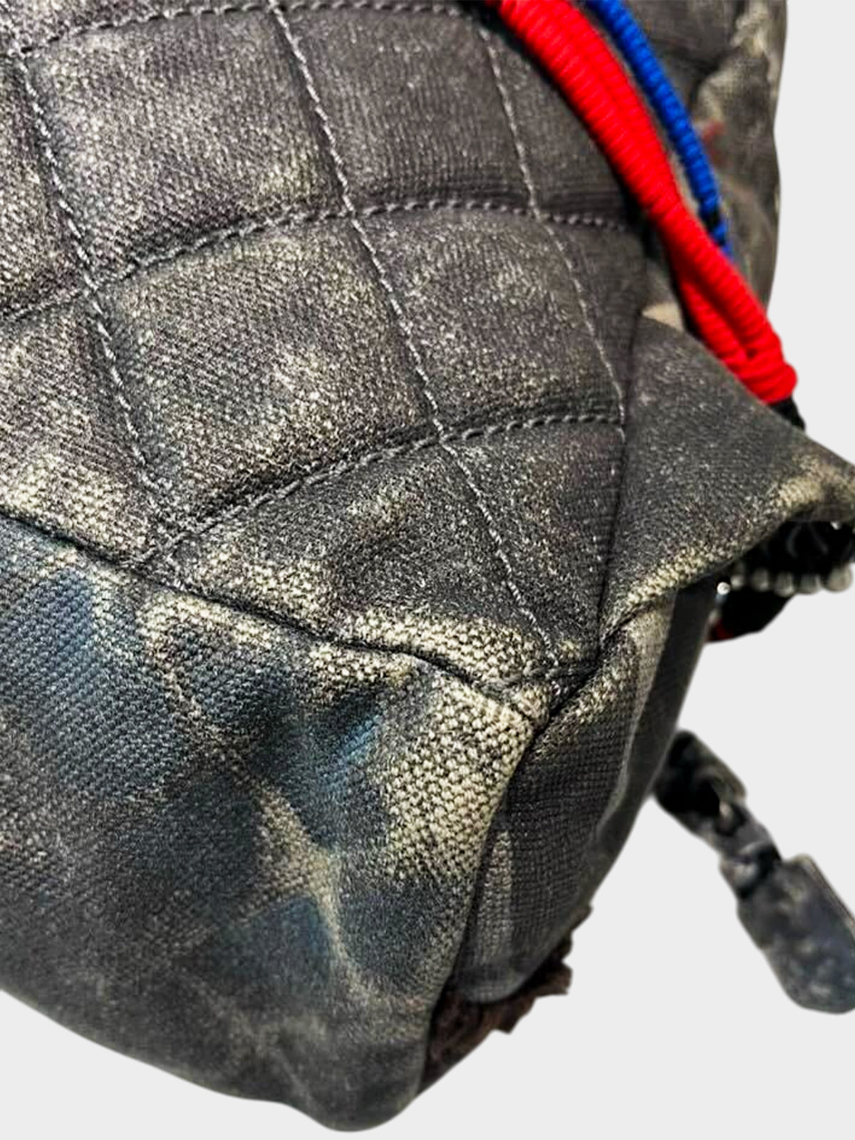 Chanel SS 2014 Grey Denim Distressed Graffiti Backpack