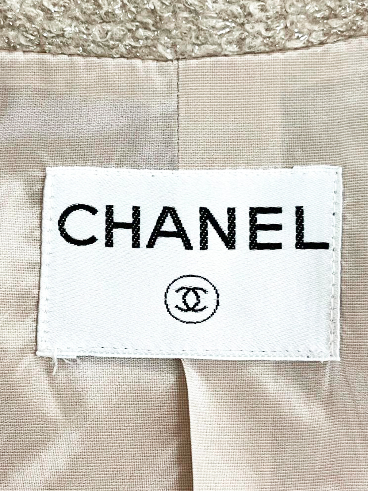 Chanel 2020s Beige Tinsel Wool Belted Coat
