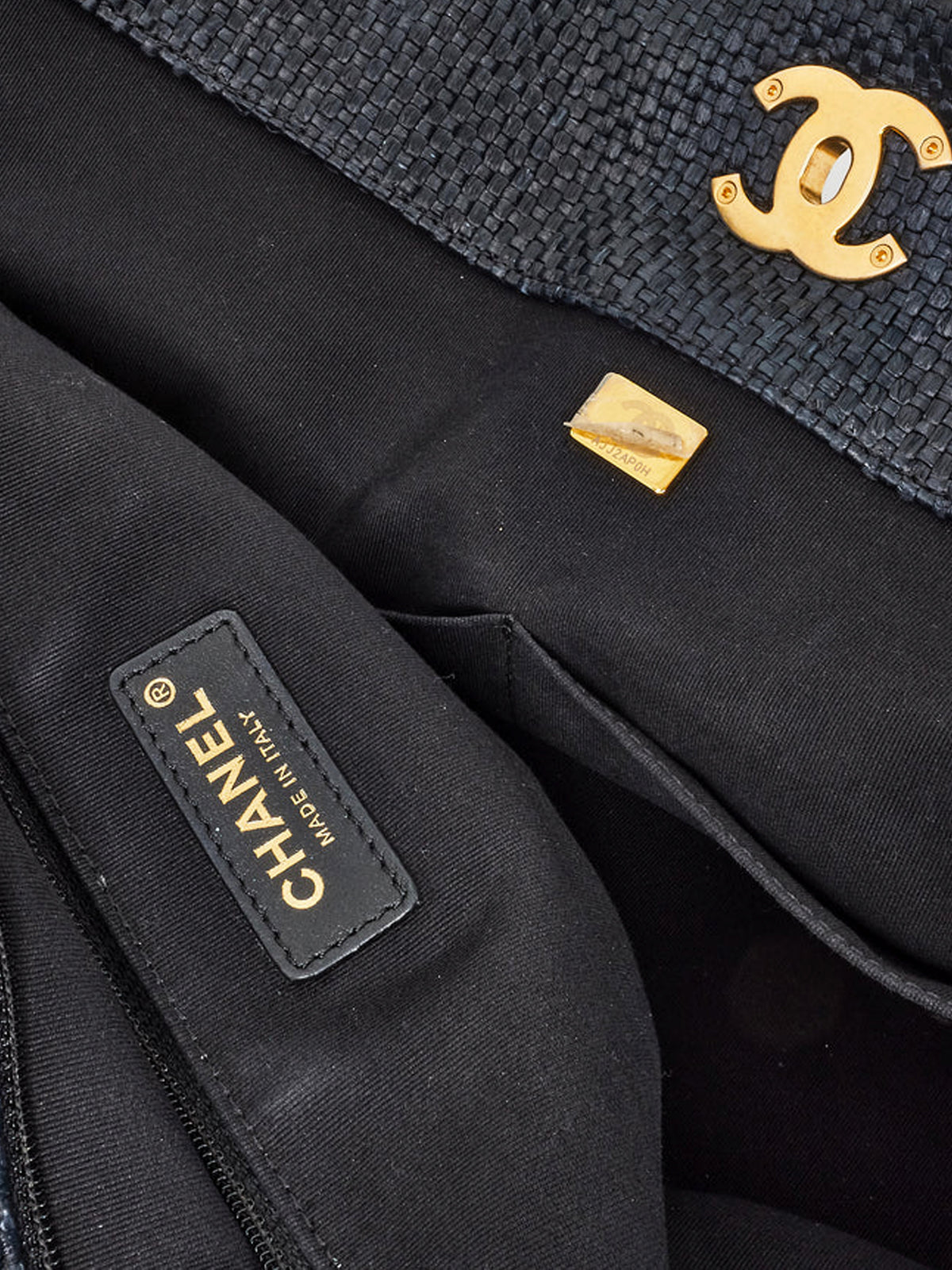 Chanel 2023 Dark Navy Raffia Quilted Tote Bag
