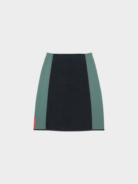 Prada Sport 1999 Black and Green Fleece Skirt