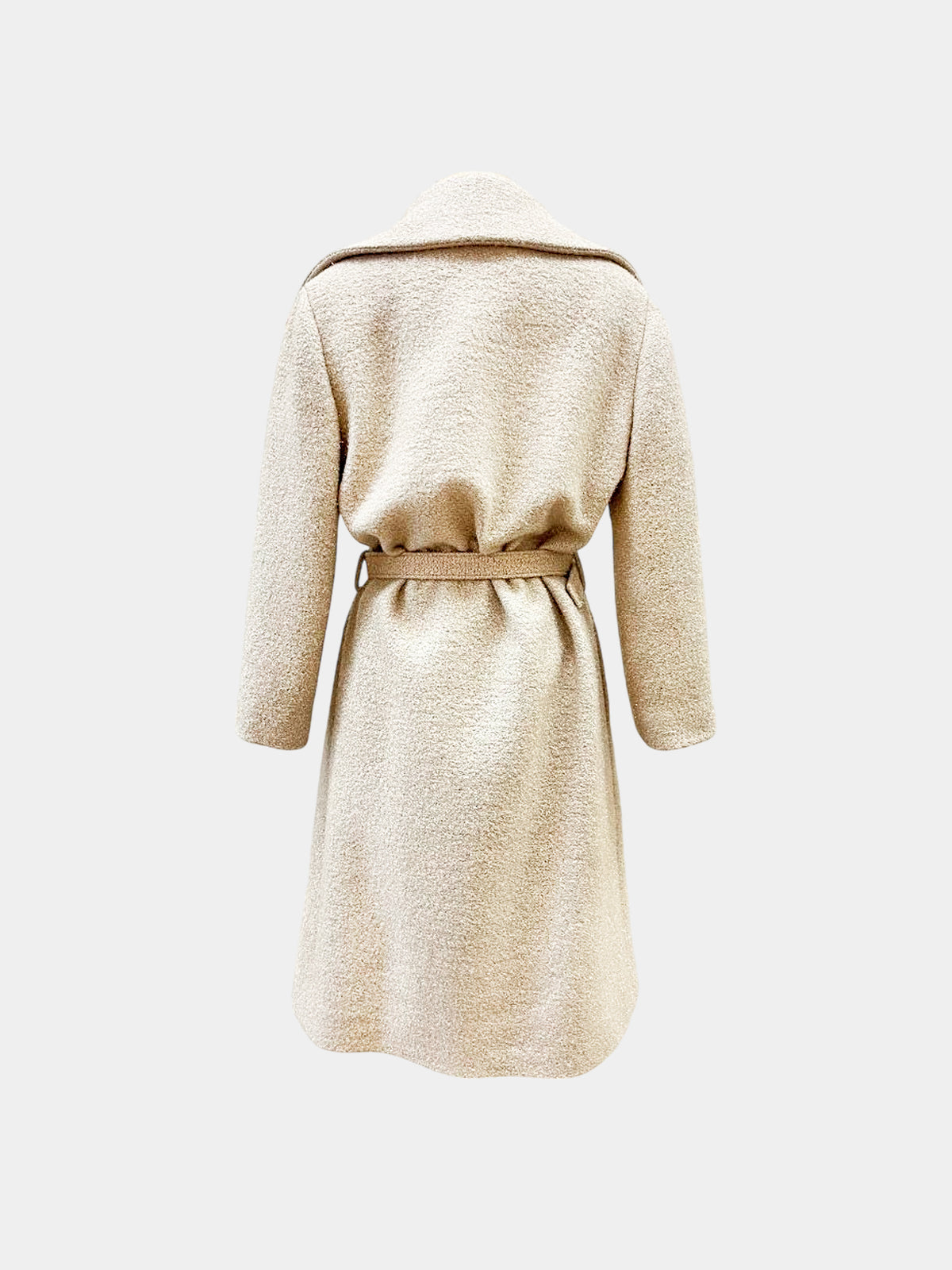 Chanel 2020s Beige Tinsel Wool Belted Coat