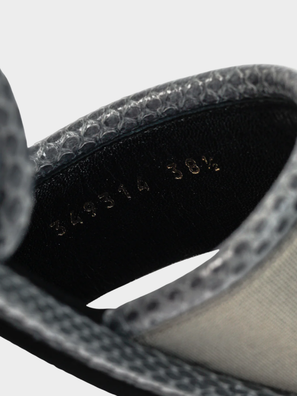 Balenciaga 2010s Grey Elastic Snakeskin-Embossed-Trim Slingback Sandals