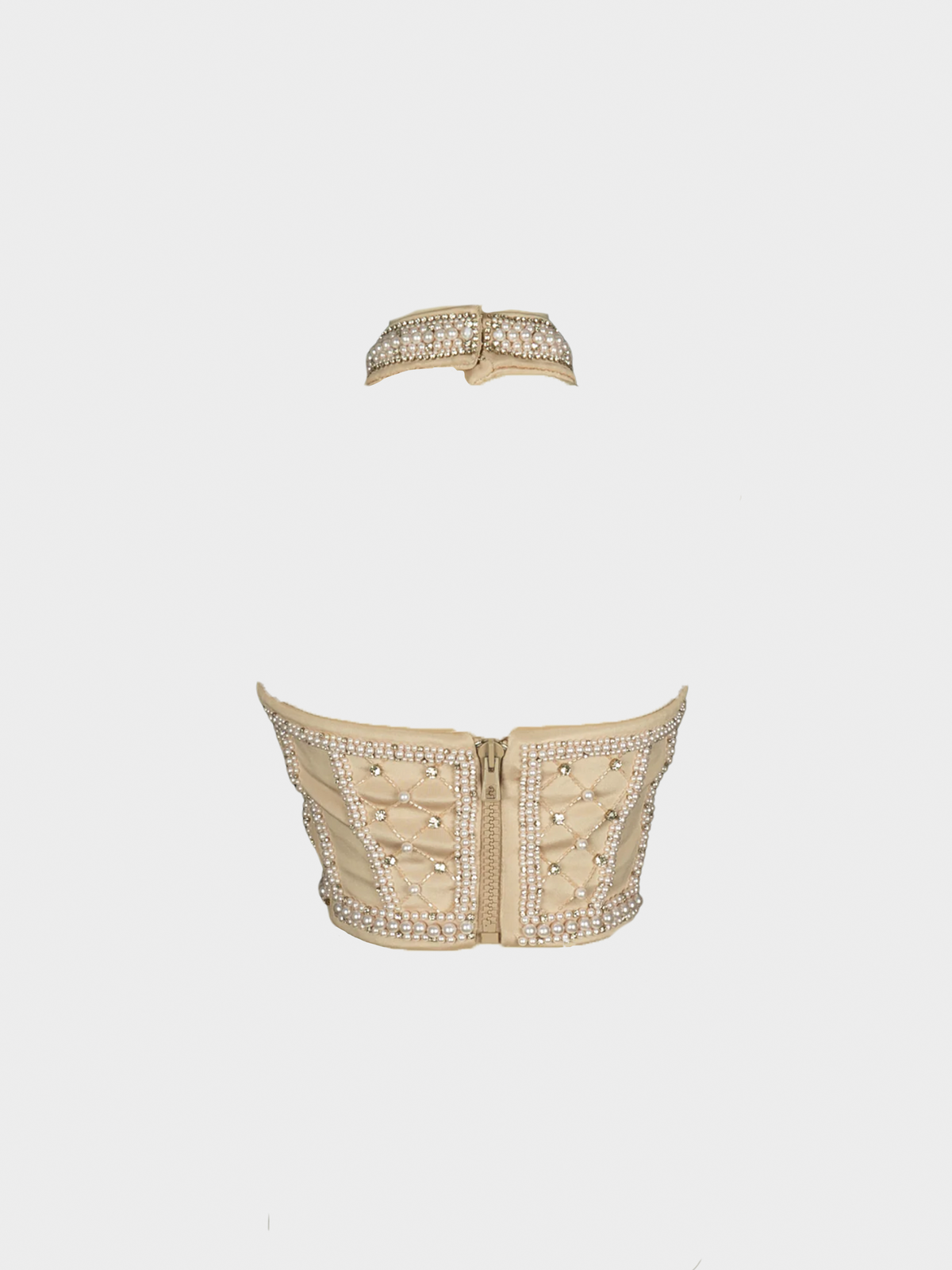 Balmain 2010s Nude Backless Peal Halter Top