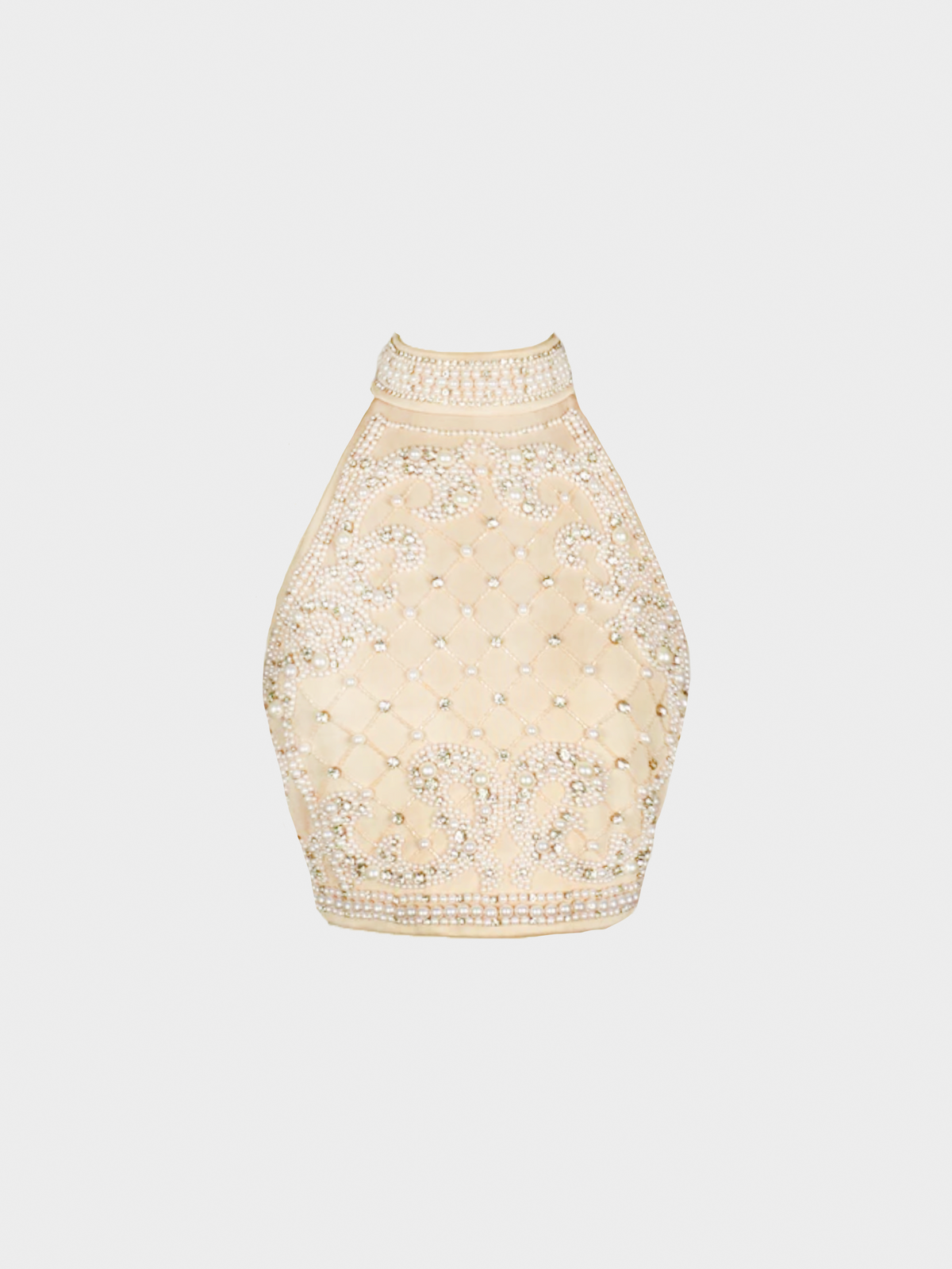 Balmain 2010s Nude Backless Peal Halter Top