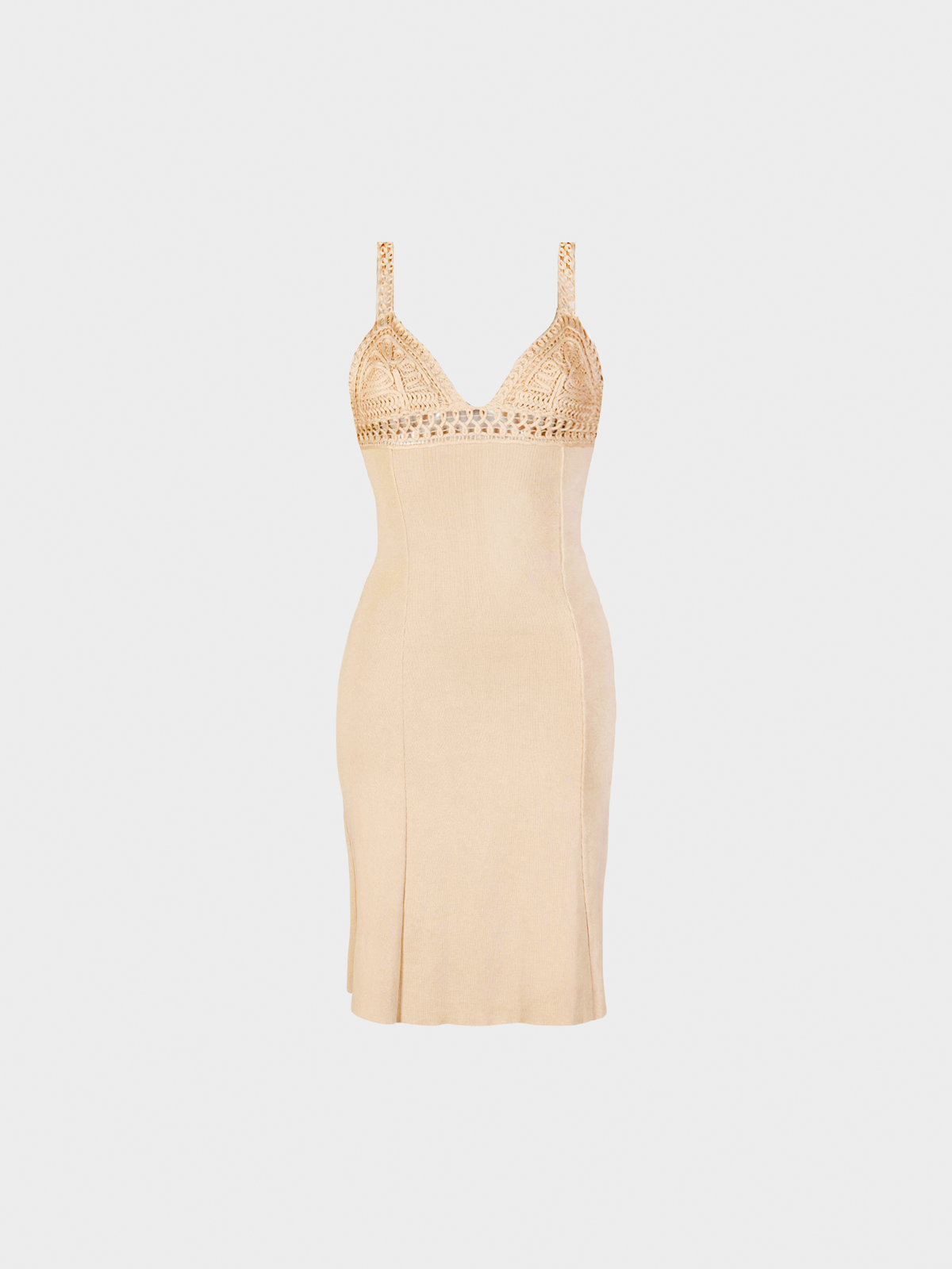 Valentino Roma 2000s Nude Cotton Knit Mini Dress