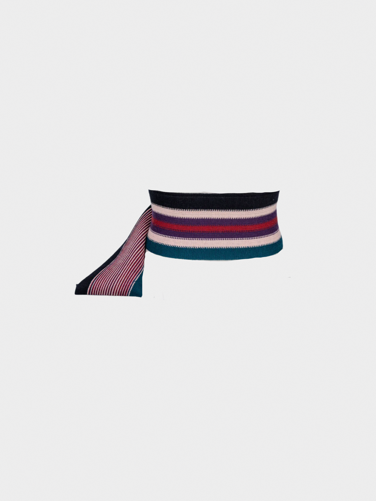 Missoni FW 2005 Multicolour Knit Obi Belt with Leather Trim