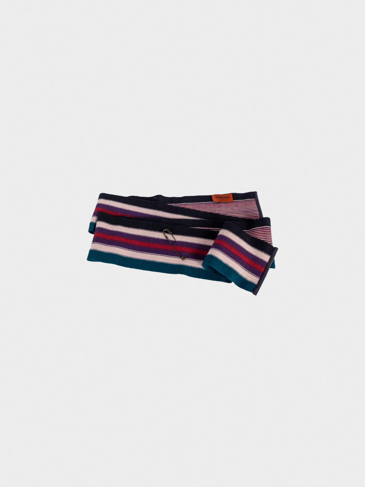 Missoni FW 2005 Multicolour Knit Obi Belt with Leather Trim
