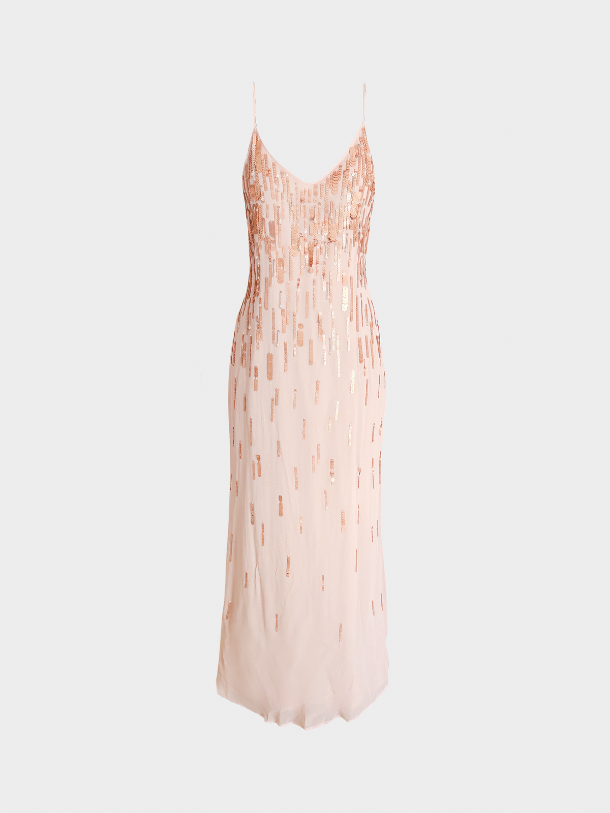 Blumarine 2000s Beige Sequin Embellished Maxi Dress