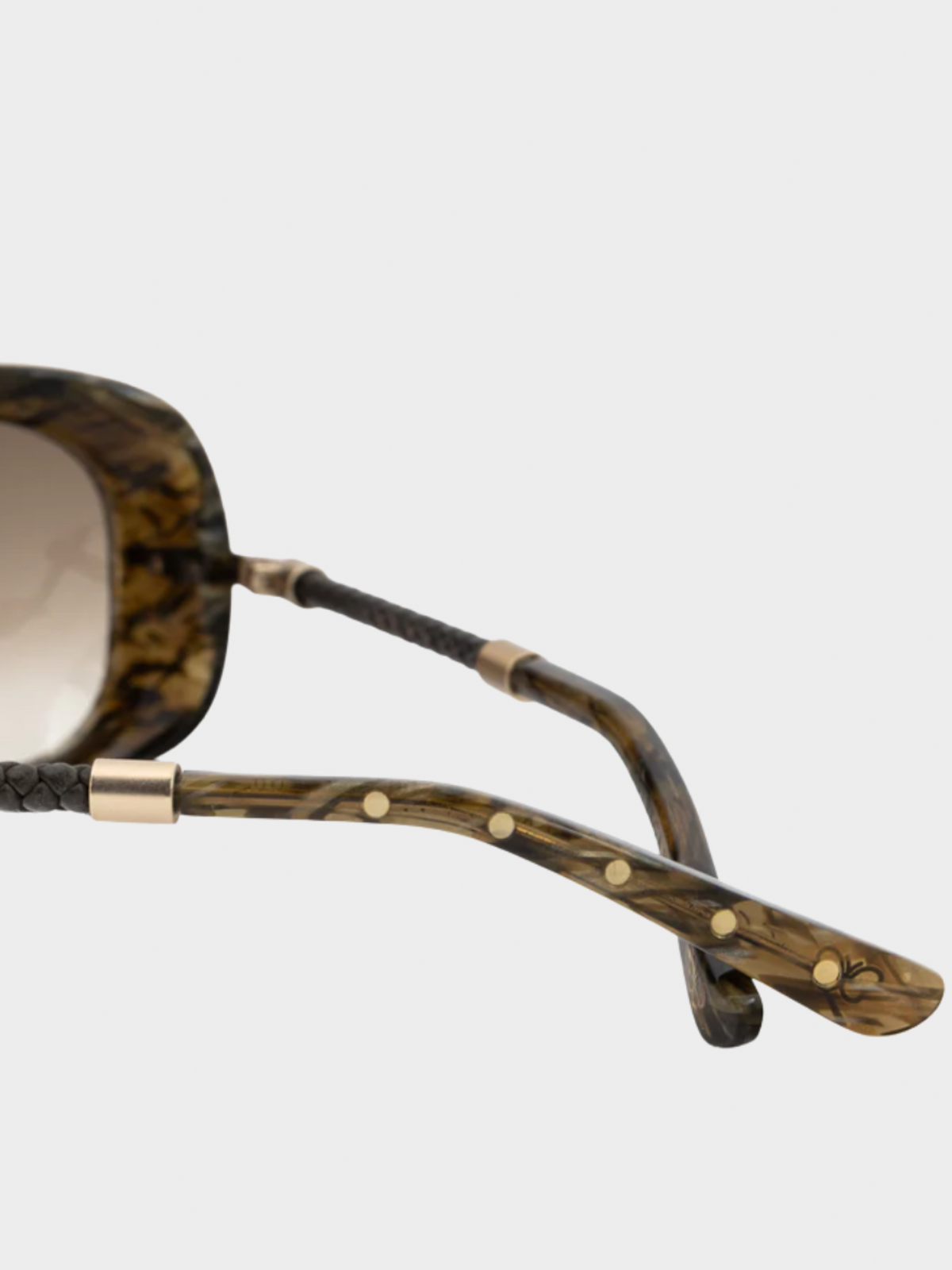 Bottega Veneta 2010s BV 92/S Green Crosshatch Braided-Leather Rectangular Sunglasses