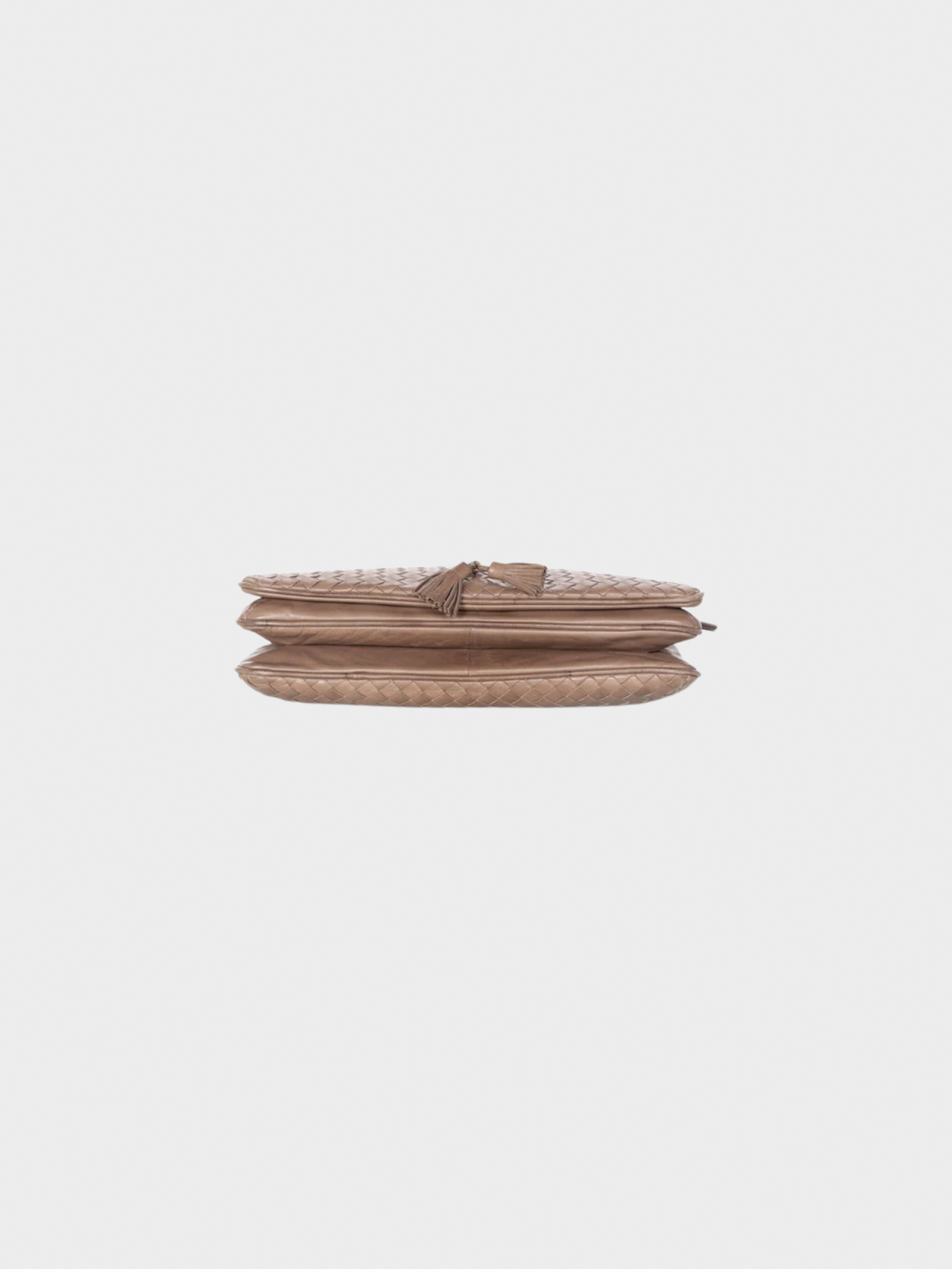 Bottega Veneta 1990s Brown Intrecciato Leather Tassel Clutch Bag