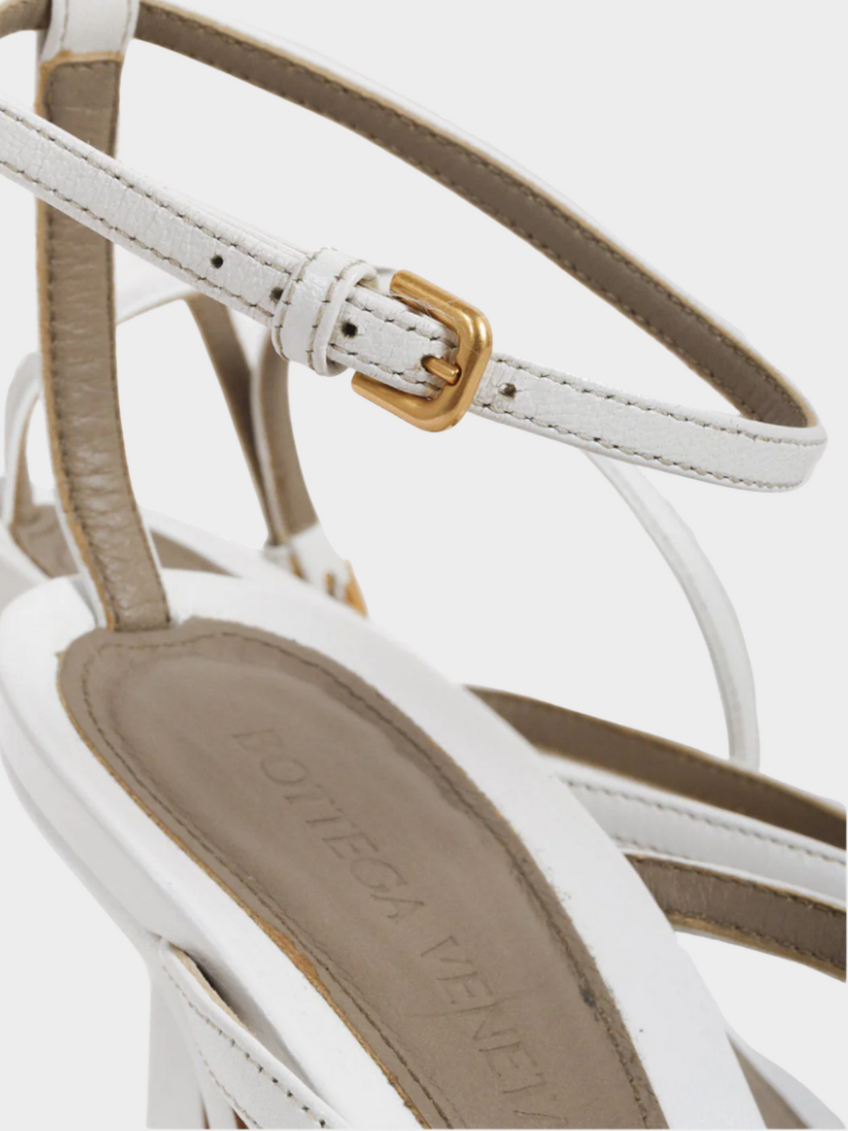 Bottega Veneta 2020s White Leather Stretch Strap Sandals