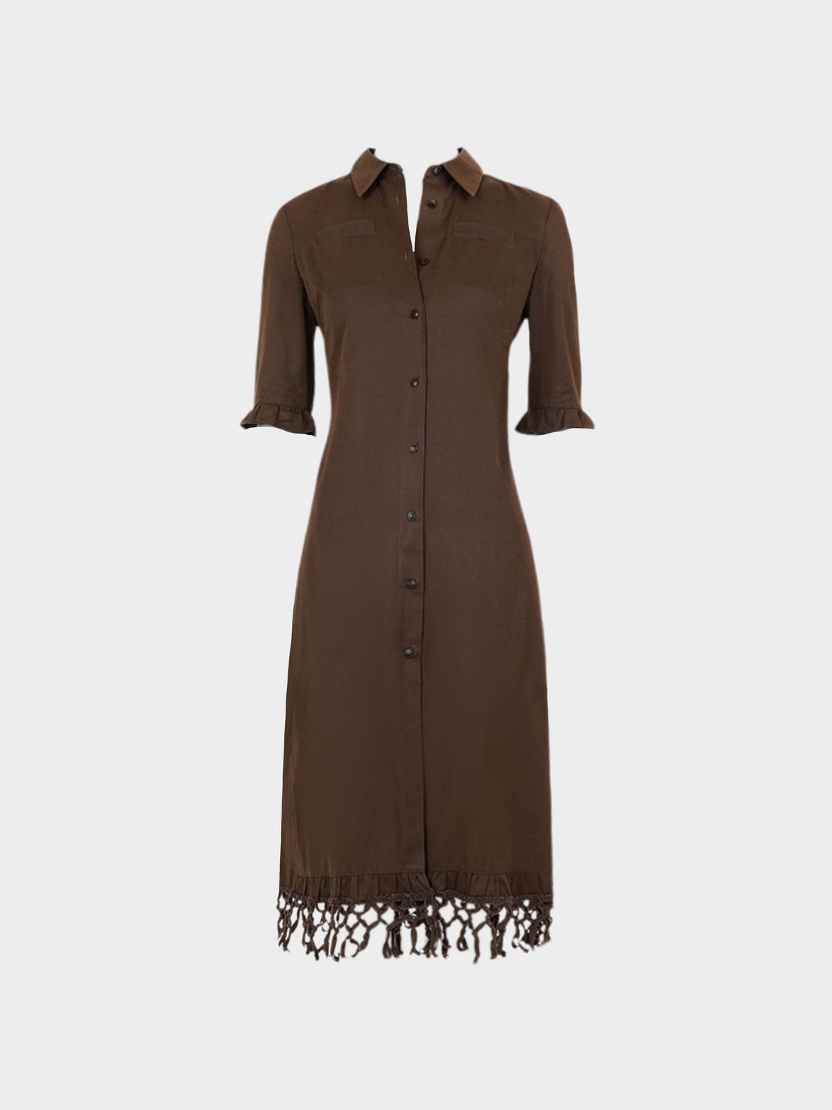 Miu Miu SS 1999 Runway Brown Fringe Dress