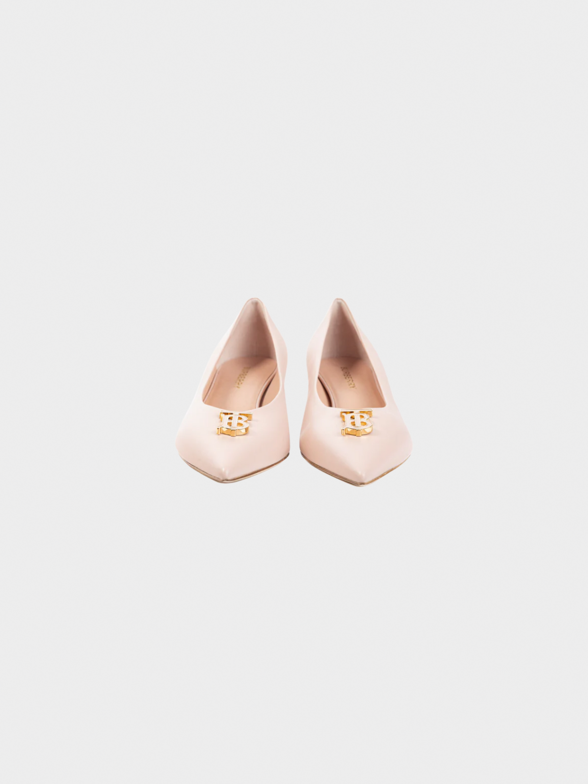 Burberry 2020s Ezra 40 Pink Leather TB-Monogram Pointed-Toe Pumps
