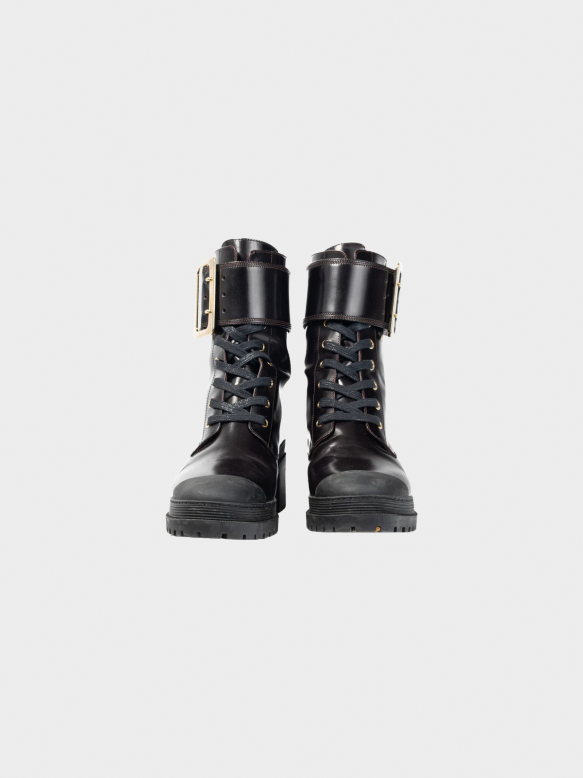 Burberry 2017 Scarcroft 50 Bordeaux Buckled Glossed-Leather Combat Boots