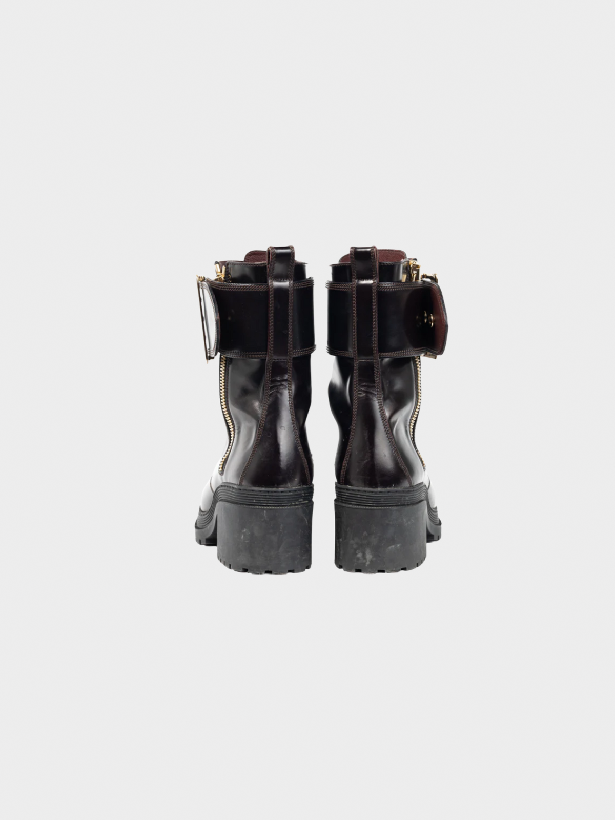 Burberry 2017 Scarcroft 50 Bordeaux Buckled Glossed-Leather Combat Boots