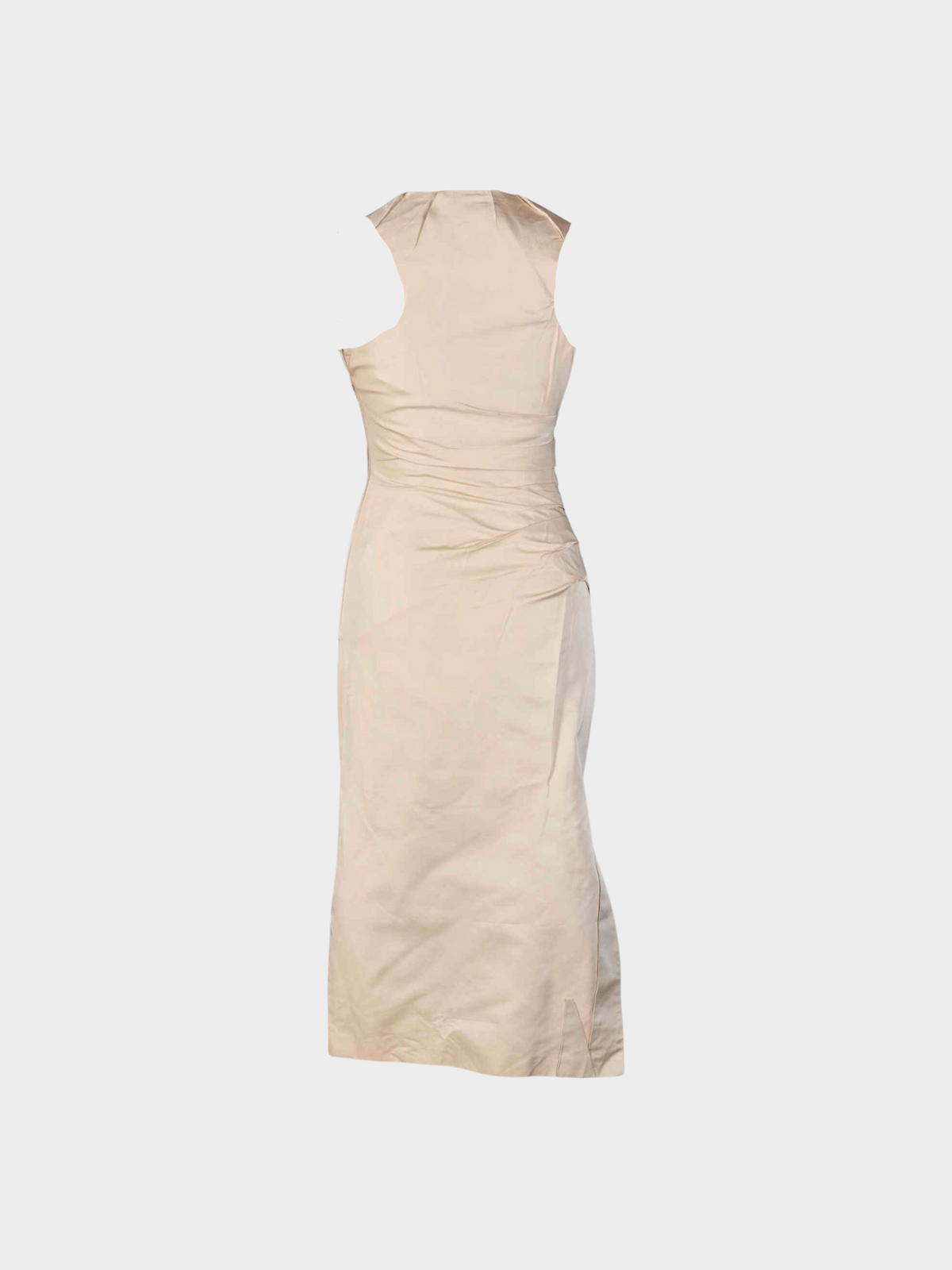 Bottega Veneta 2000s Beige Cotton Ruched Maxi Dress