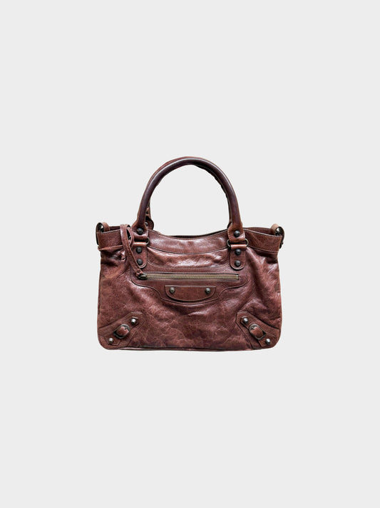 Balenciaga Early 2000s Brown Leather City Bag