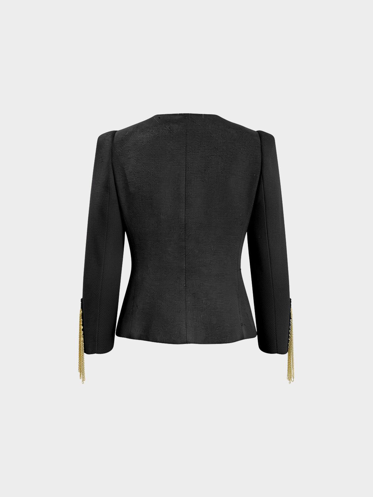 Balmain FW 2010 Navy Silk Bouclé Chain-embellished Military Jacket
