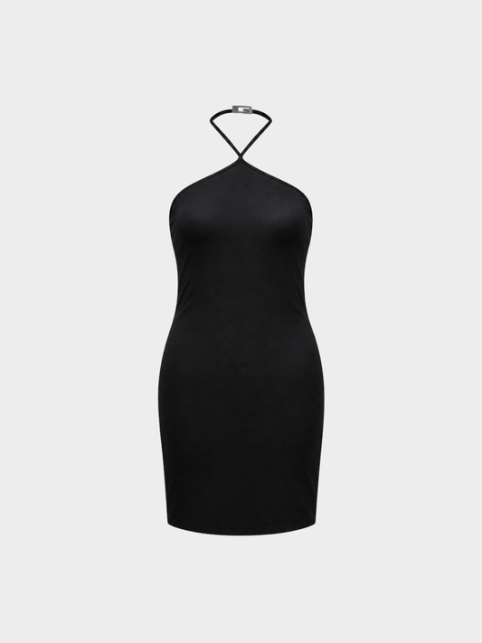 Gucci FW 1998 by Tom Ford Black Bodycon Halter Mini Dress