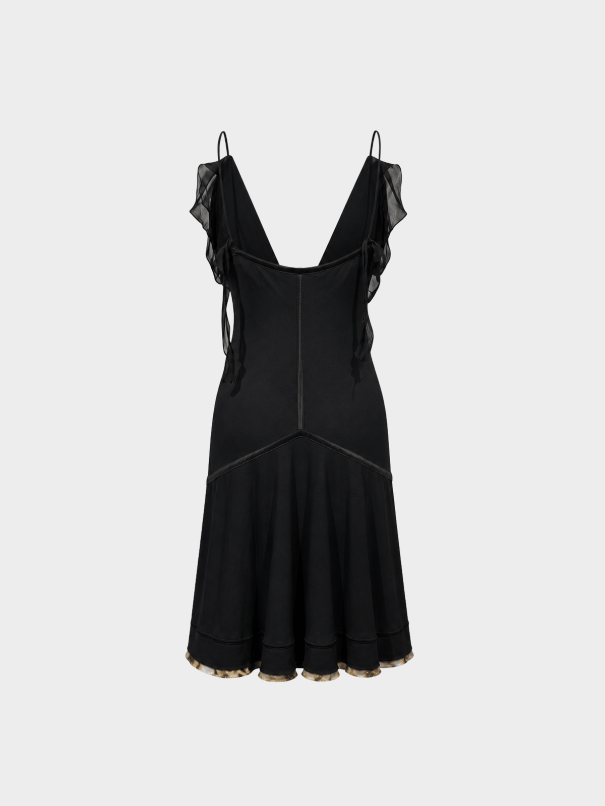 Roberto Cavalli SS 2004 Black Ruffled Bias-Cut Dress