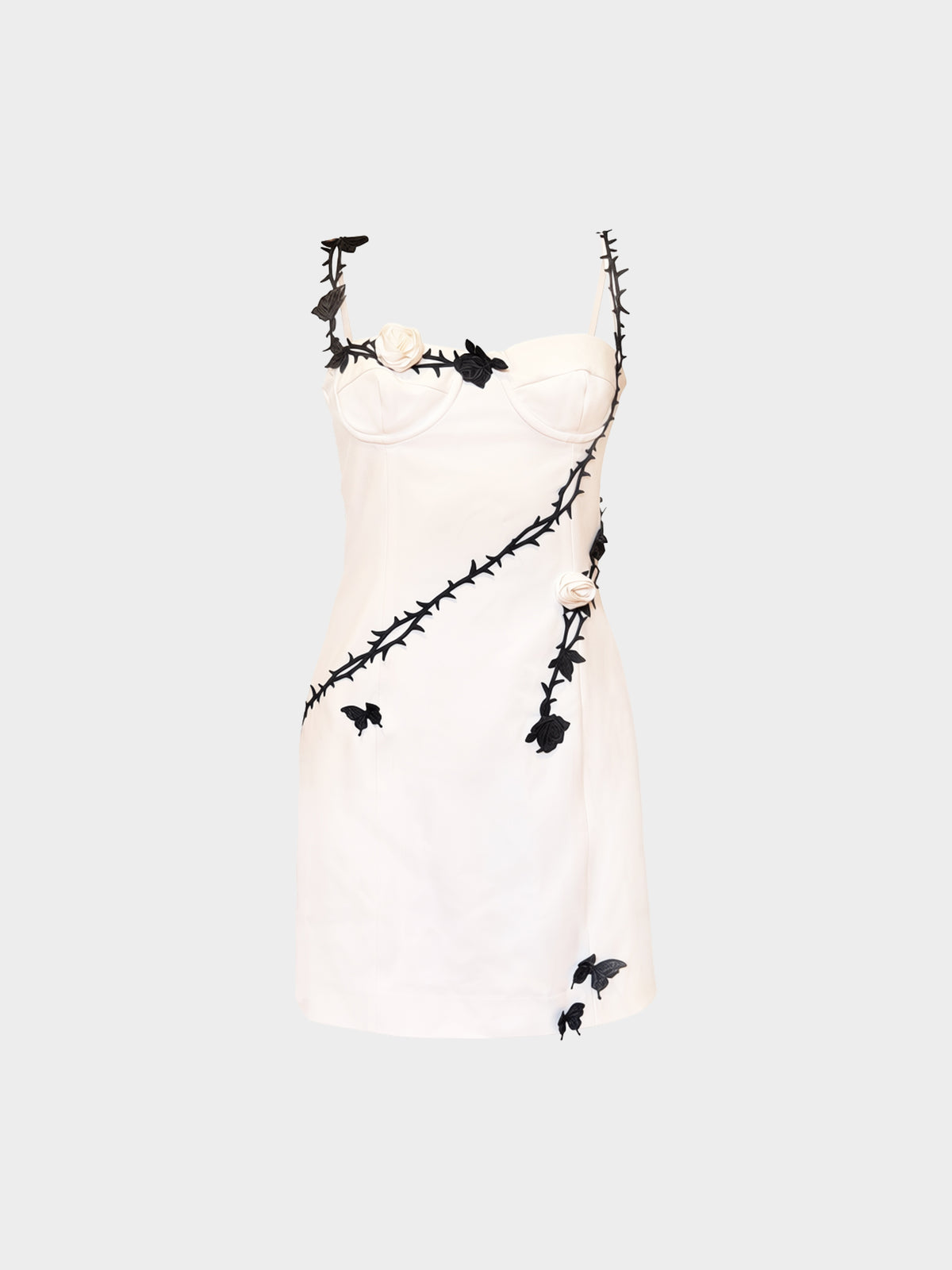 Blumarine FW 2022-2023 White and Black Rose Thorn Mini Dress