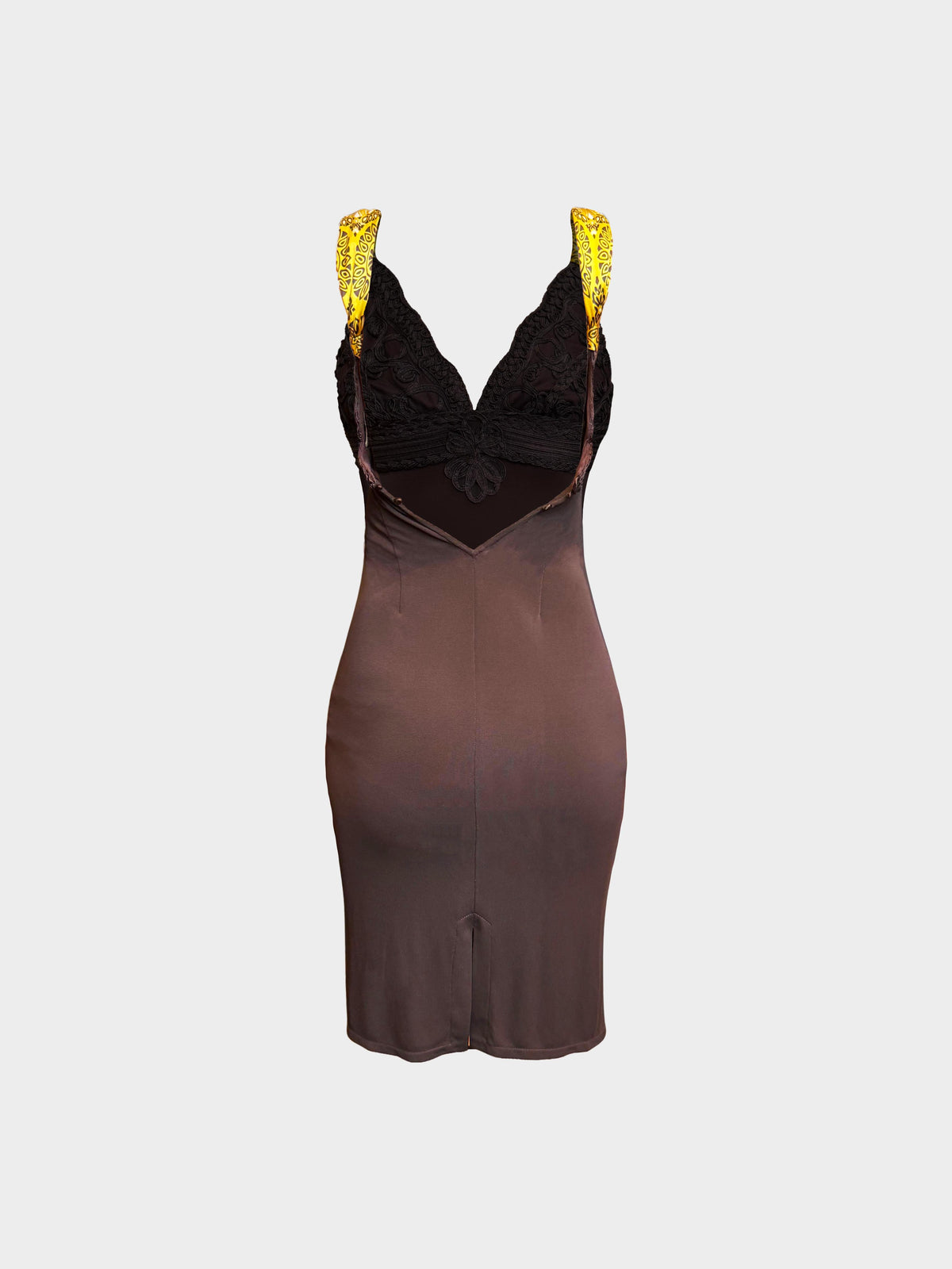 Roberto Cavalli 2000s Chocolate Brown Braid-detailed Midi Dress
