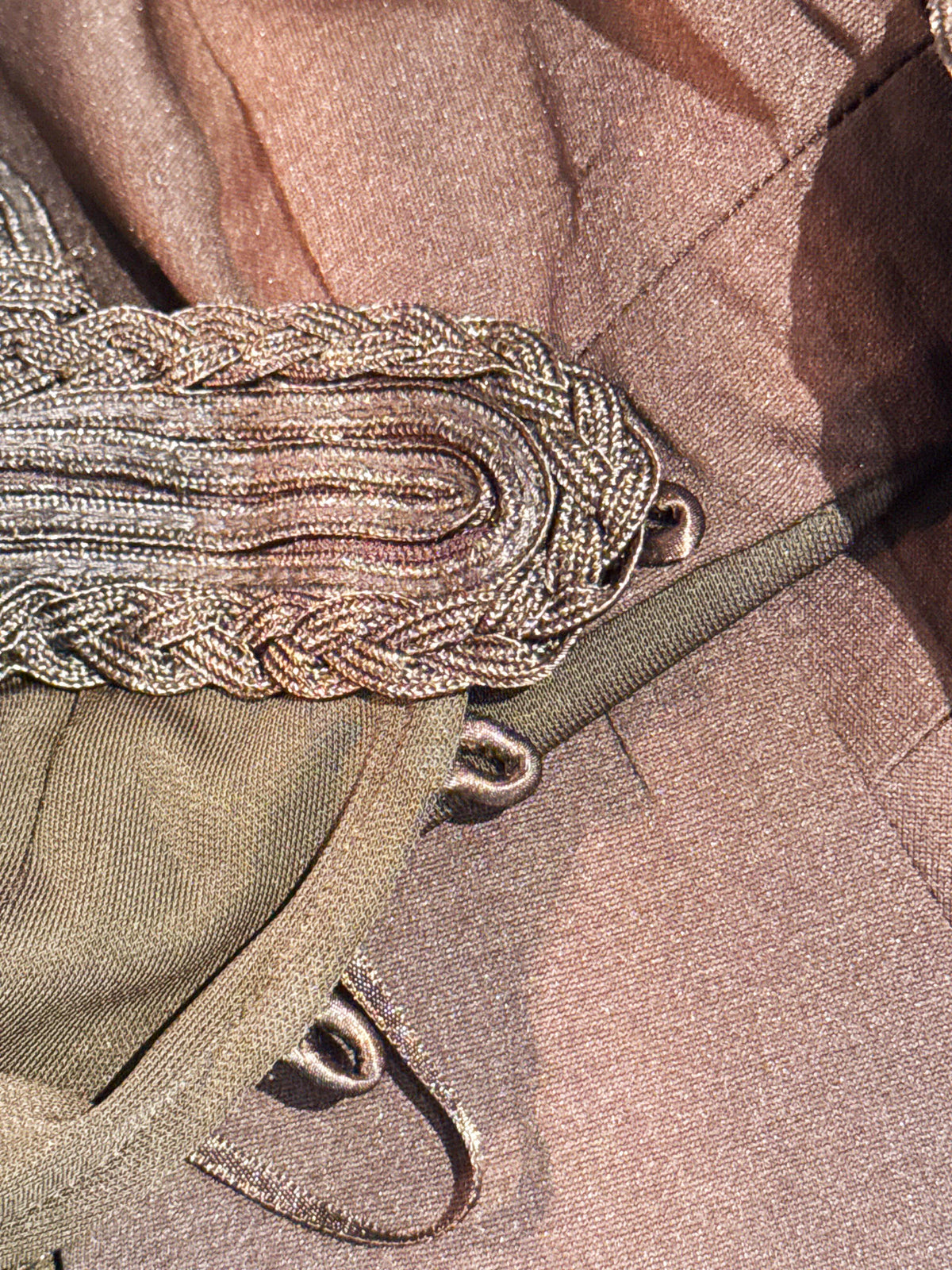 Roberto Cavalli 2000s Chocolate Brown Braid-detailed Midi Dress