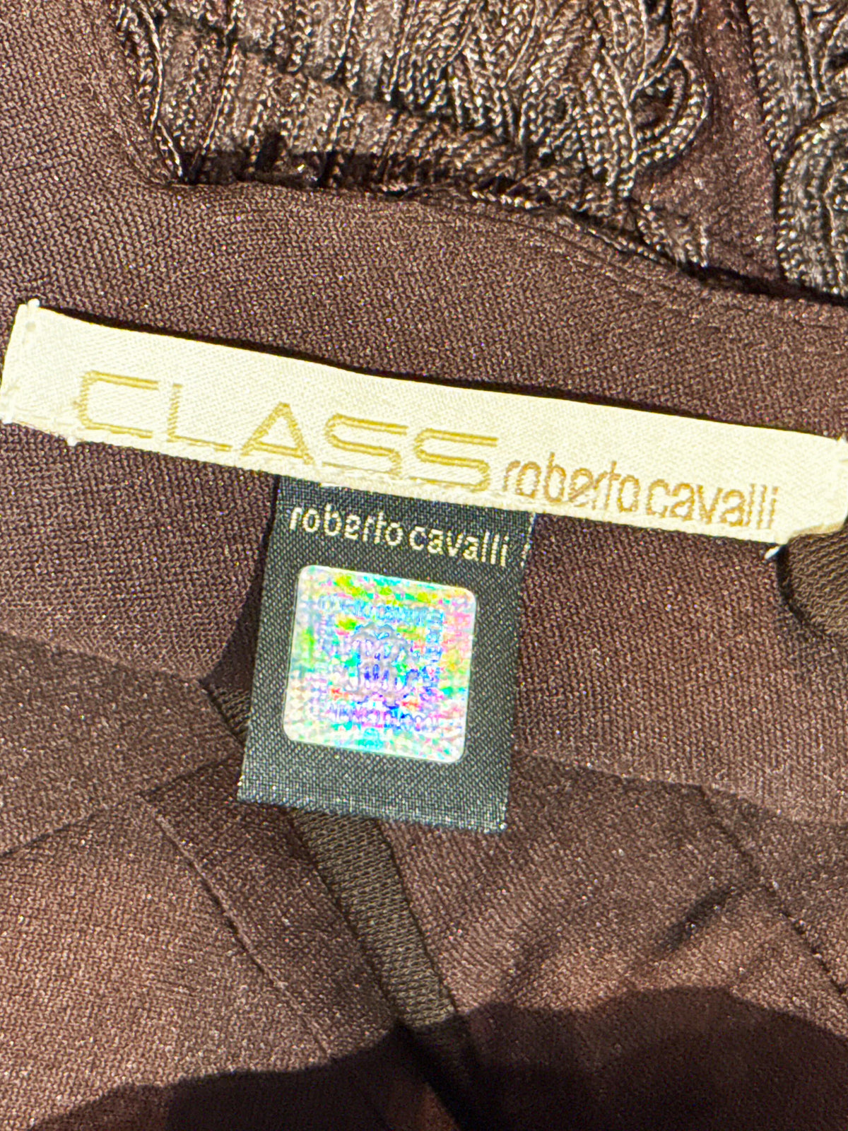 Roberto Cavalli 2000s Chocolate Brown Braid-detailed Midi Dress
