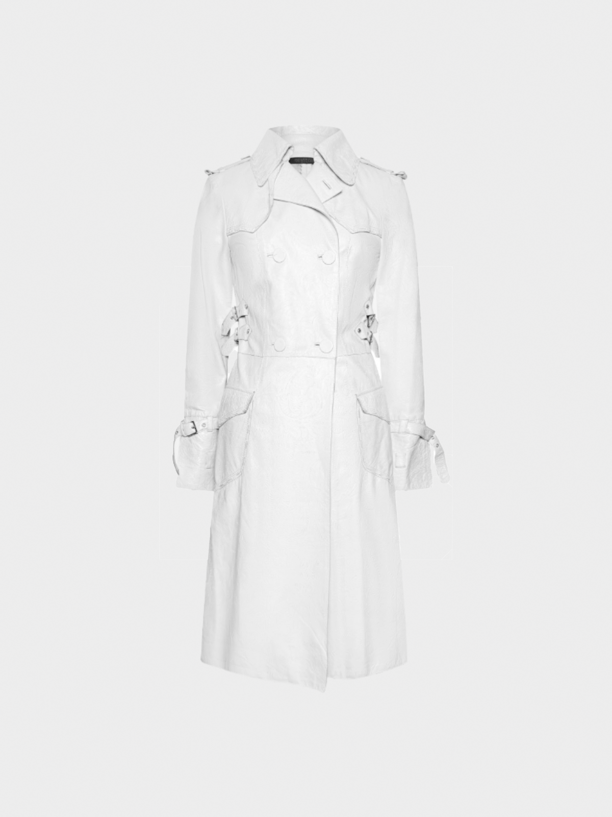 Roberto Cavalli 2000s White Leather Trench Coat