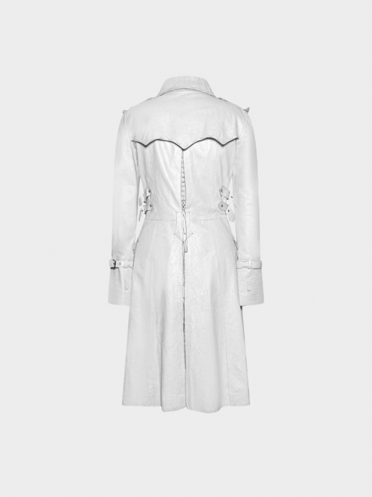 Roberto Cavalli 2000s White Leather Trench Coat