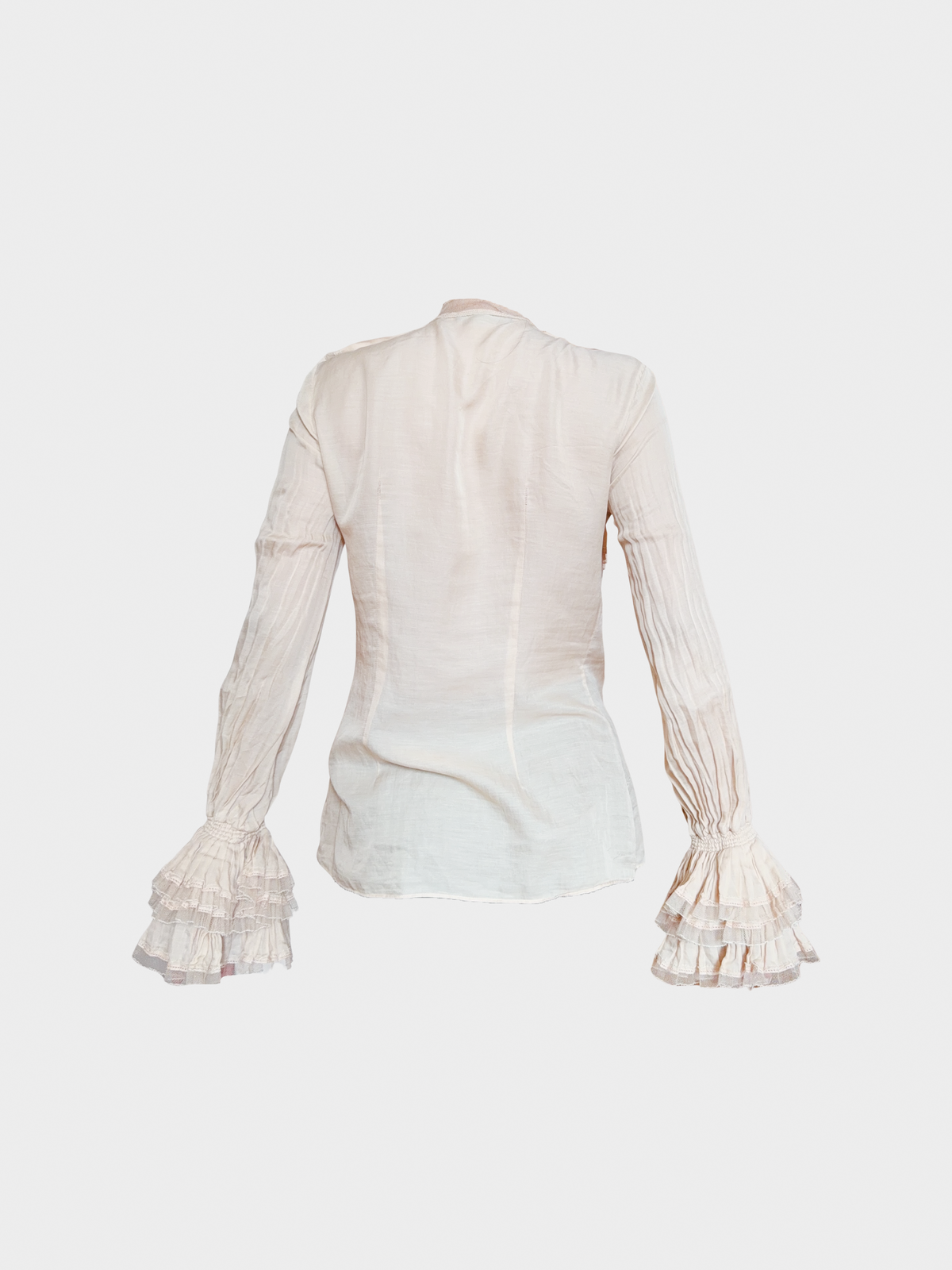 Roberto Cavalli 2000s Beige Frilly Blouse