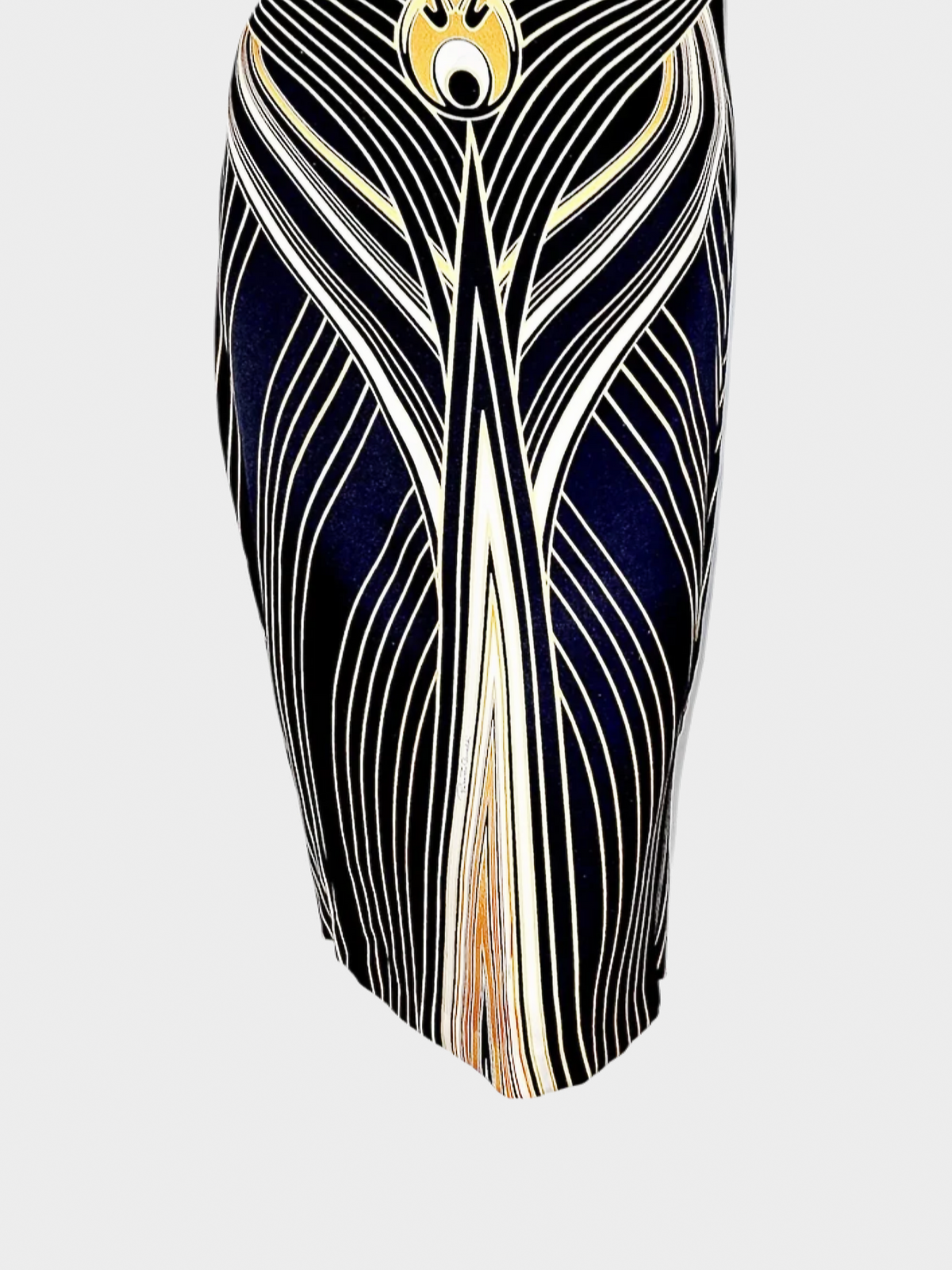 Roberto Cavalli SS 2007 Black and Gold Egyptian Silk Midi Dress
