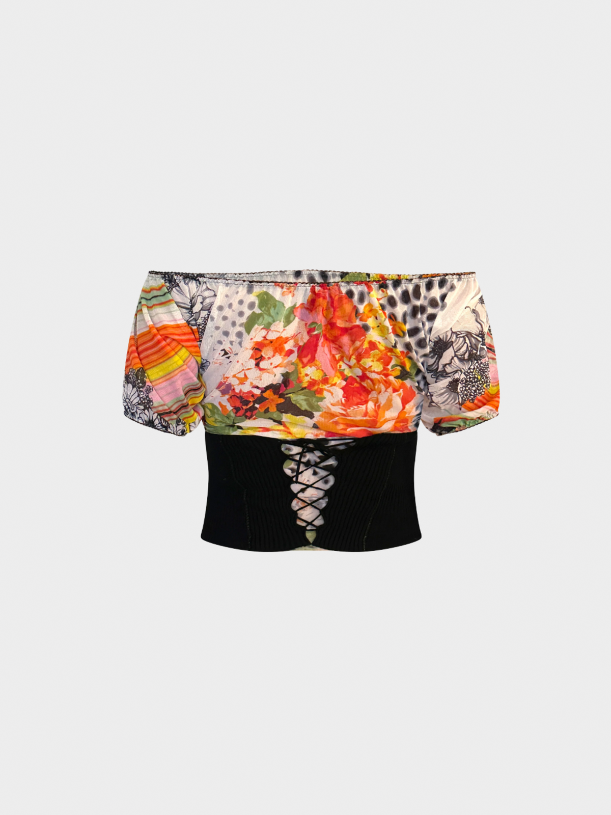 Roberto Cavalli 2000s Just Cavalli Multicoloured Corset Floral Top