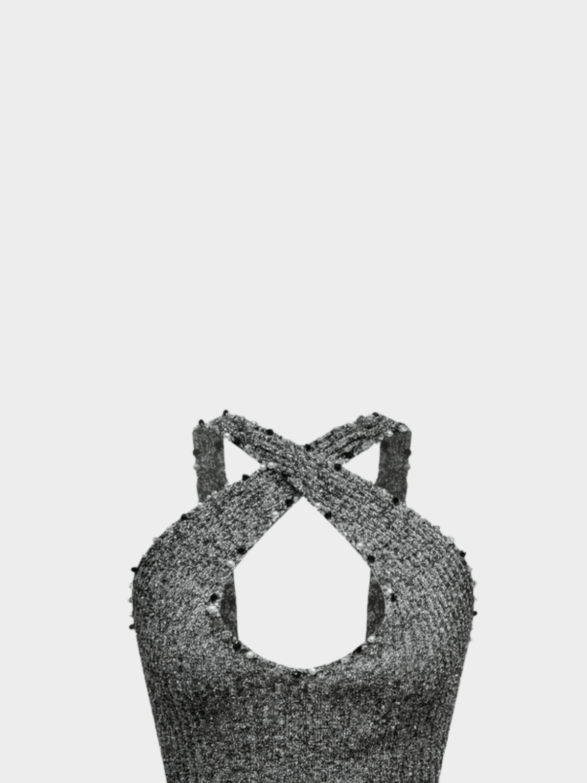 Loris Azzaro 1970s Metallic Knit Embellished Cut-Out Top