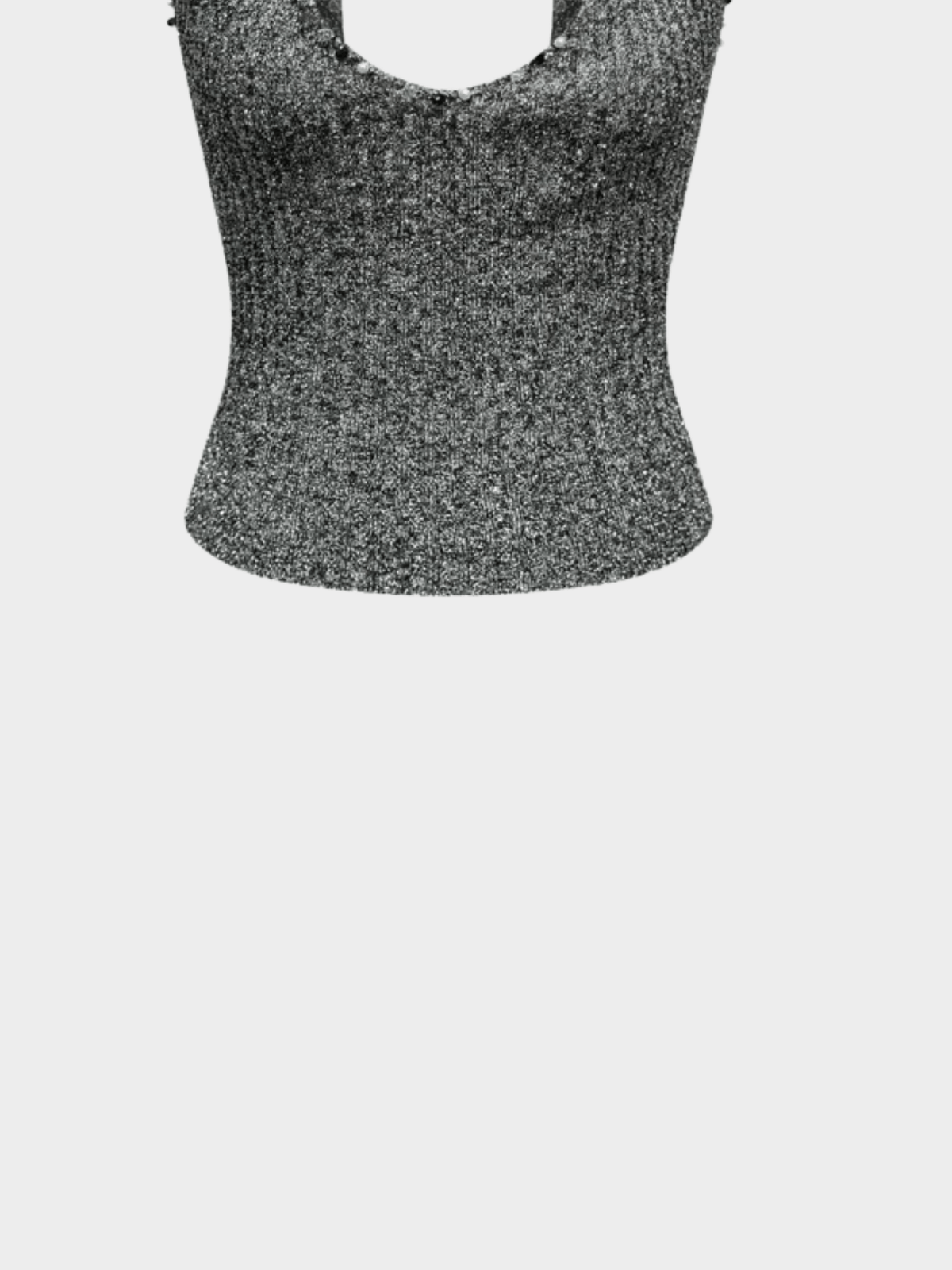 Loris Azzaro 1970s Metallic Knit Embellished Cut-Out Top
