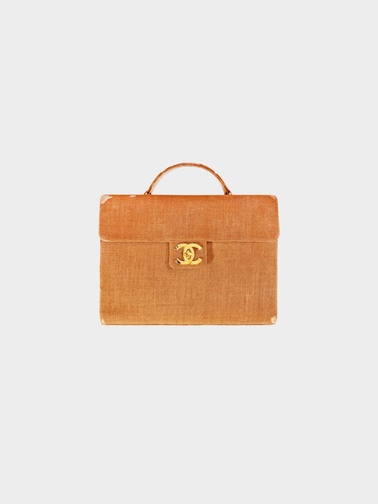 Chanel 1990s Brown Canvas Flap Briefcase