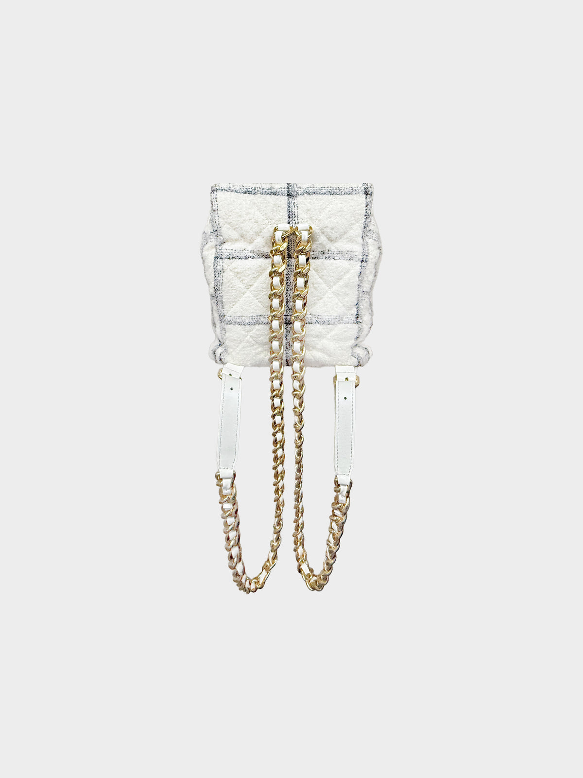 Chanel 2021 Ivory White and Black Wool Tweed Quilted Duma Backpack
