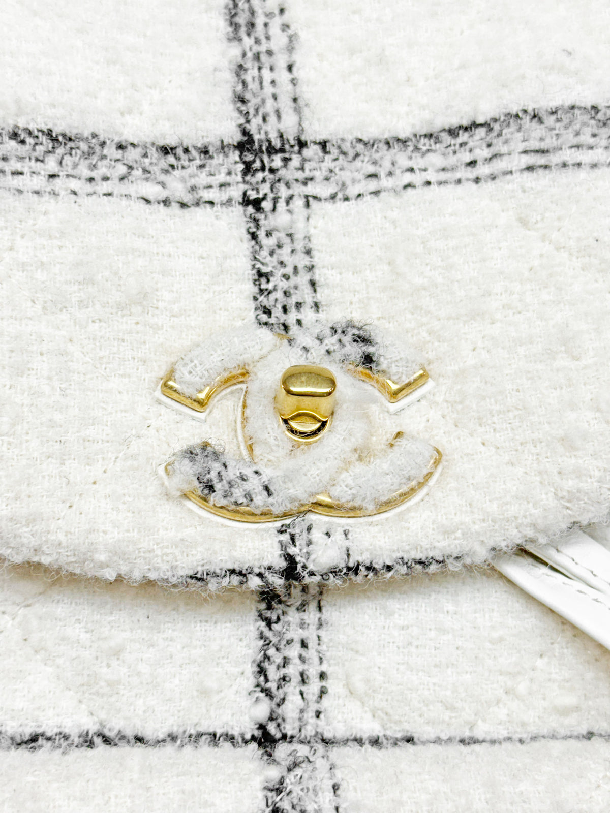 Chanel 2021 Ivory White and Black Wool Tweed Quilted Duma Backpack