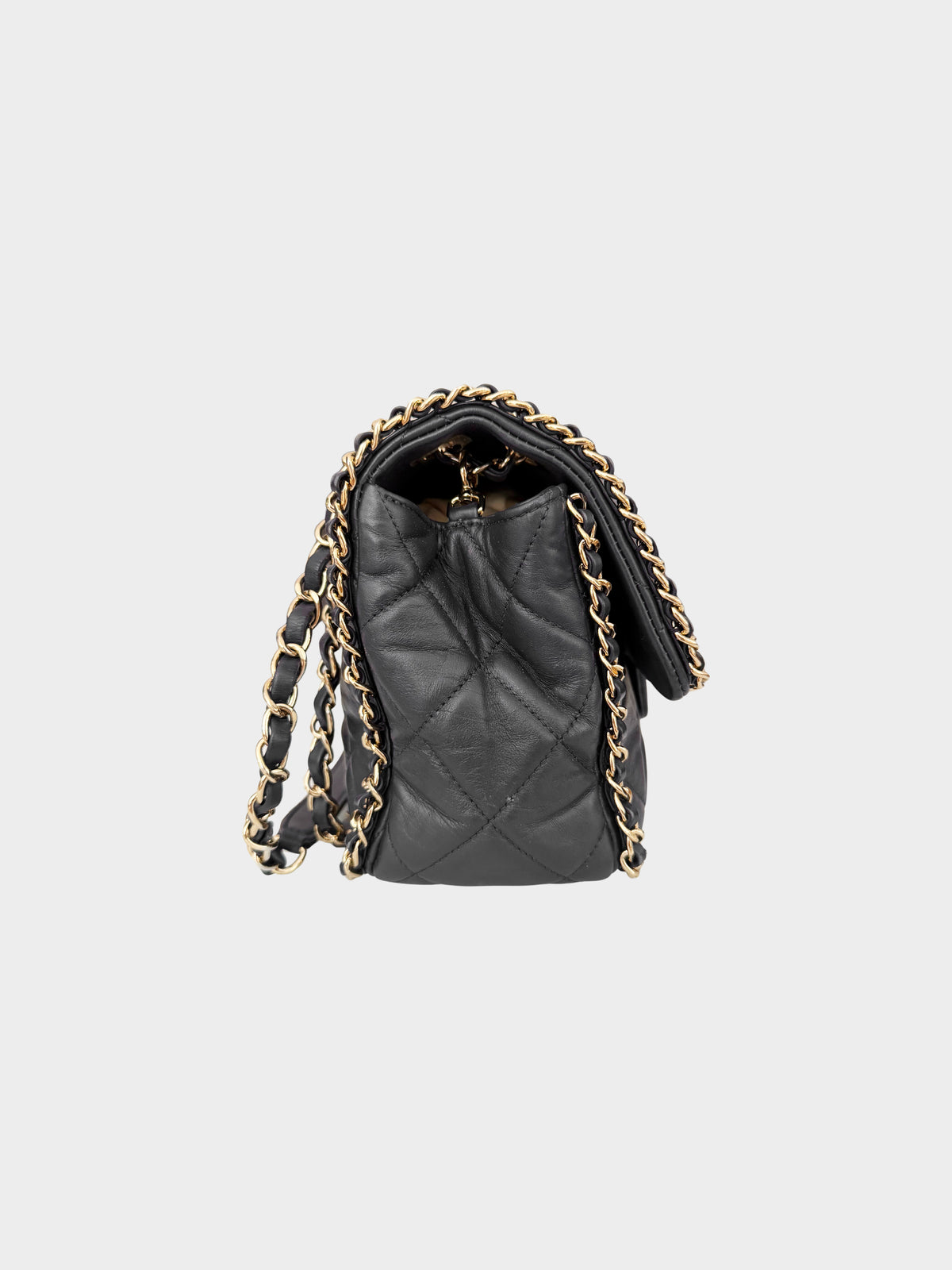 Chanel 2020-2021 Navy Leather Quilted Chain Around Flap Bag