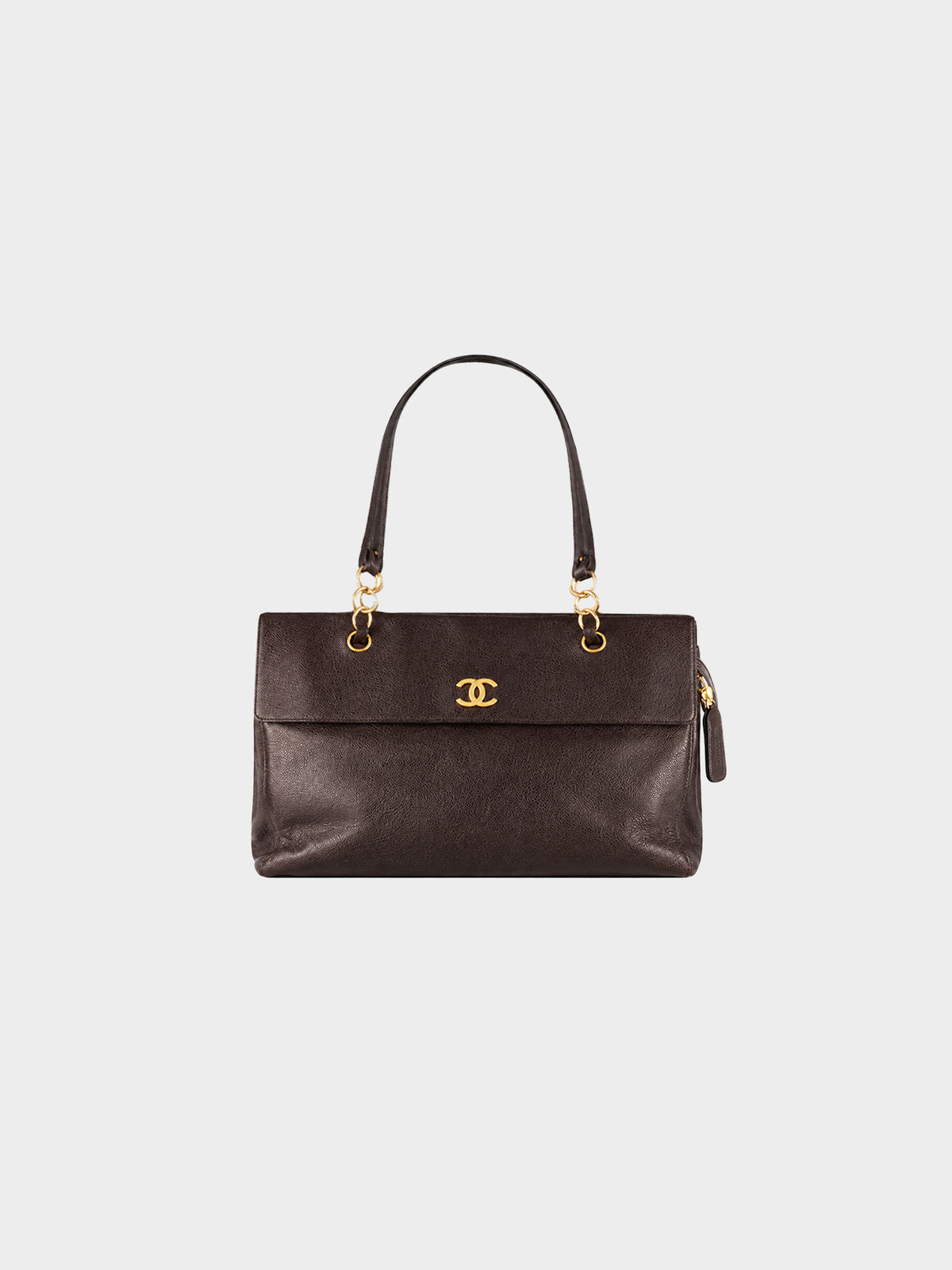 Chanel 2003-2004 Brown Caviar Leather Olsen Tote Bag