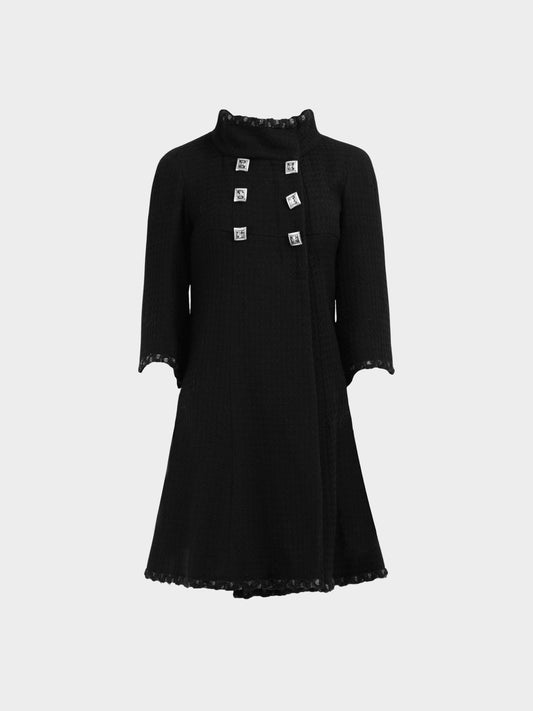 Chanel by Karl Lagerfeld Early 2000s Black Wool Bouclé Duster Coat